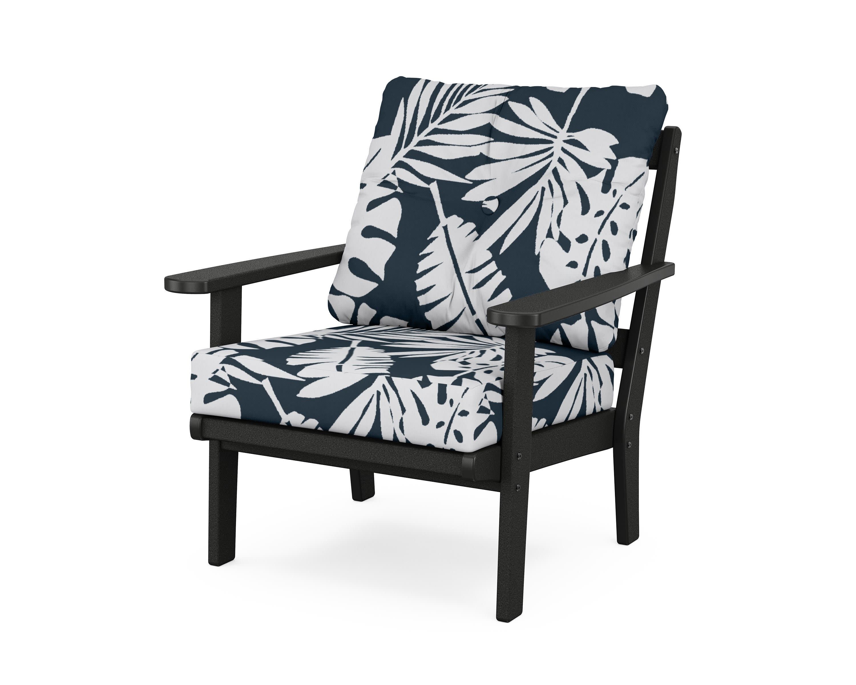 Mission Deep Seating Chair in Black / Leaf Marine Indigo