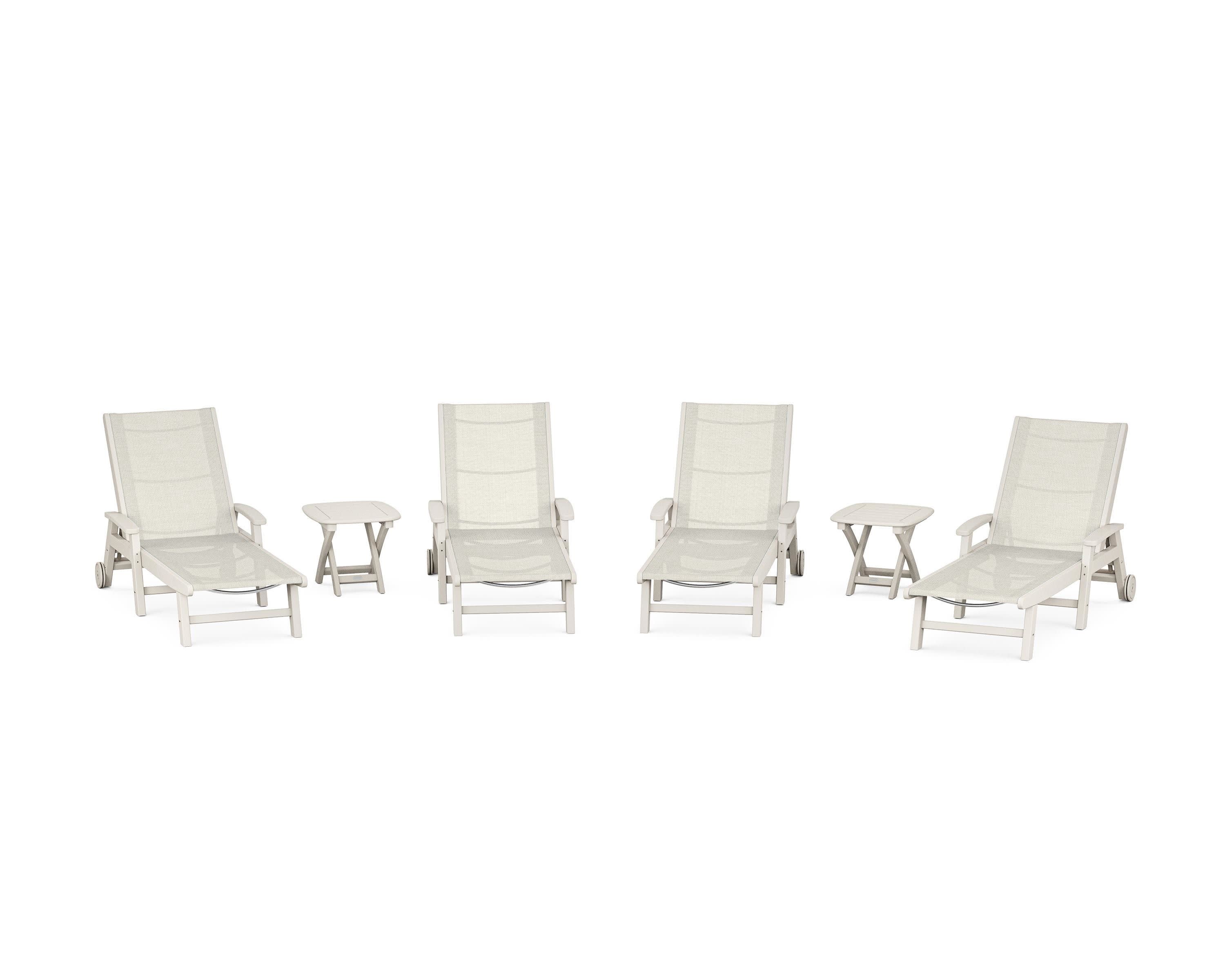 Coastal Chaise 6-Piece Set with Wheels in Sand / Parchment Sling
