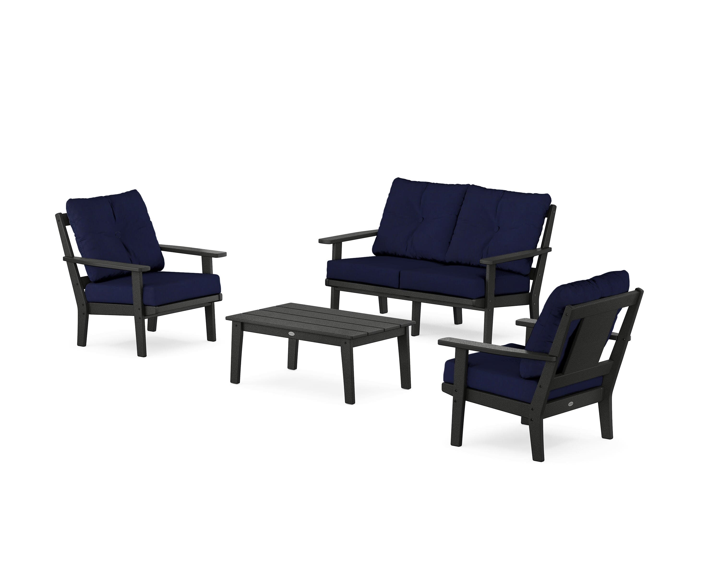 Prairie 4-Piece Deep Seating Set with Loveseat in Black / Navy