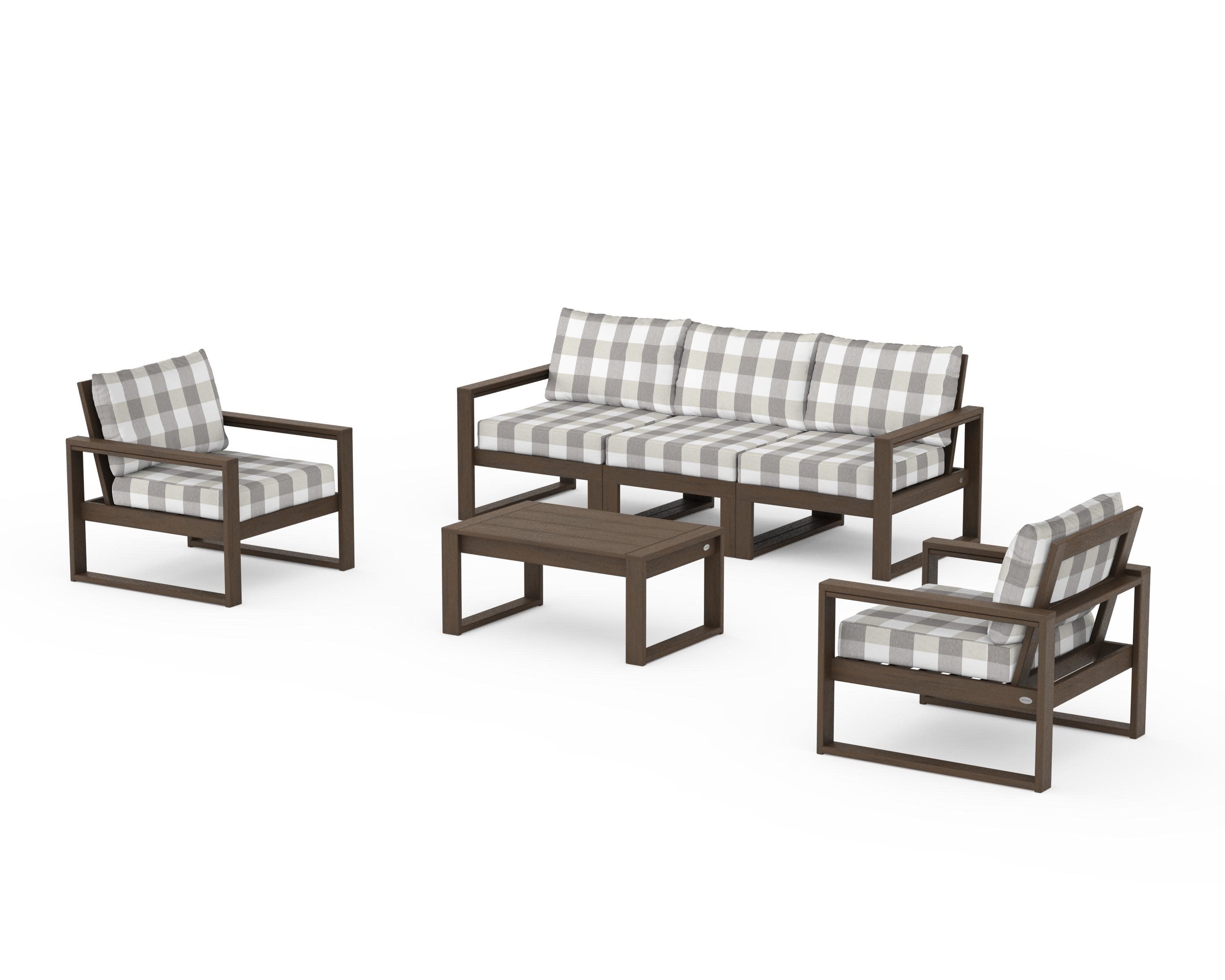 EDGE Sectional 4-Piece Deep Seating Set with Sofa in Kona / Buffalo Plaid Grey Mist