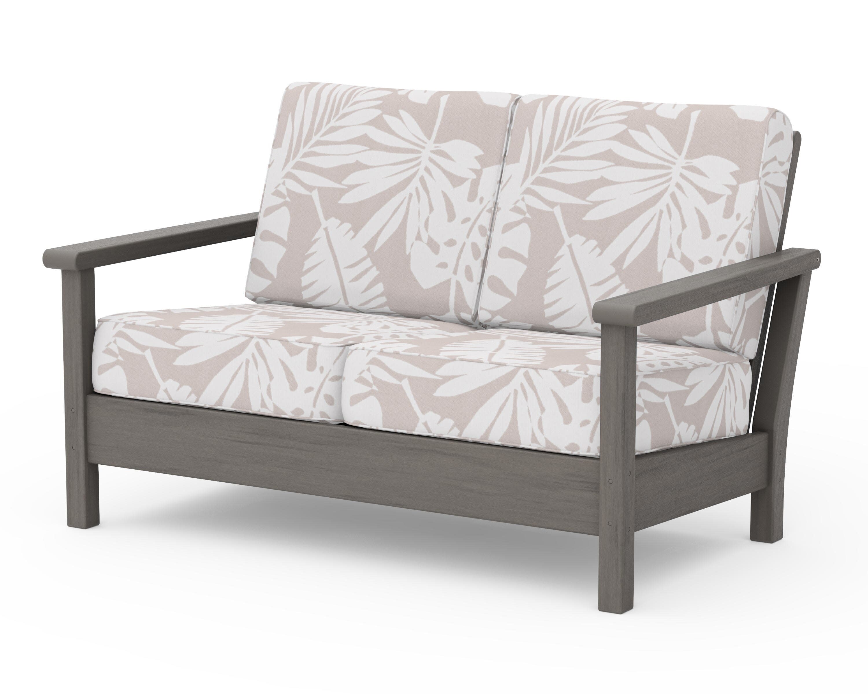Harbour Deep Seating Loveseat in Driftwood / Leaf Dune Burlap