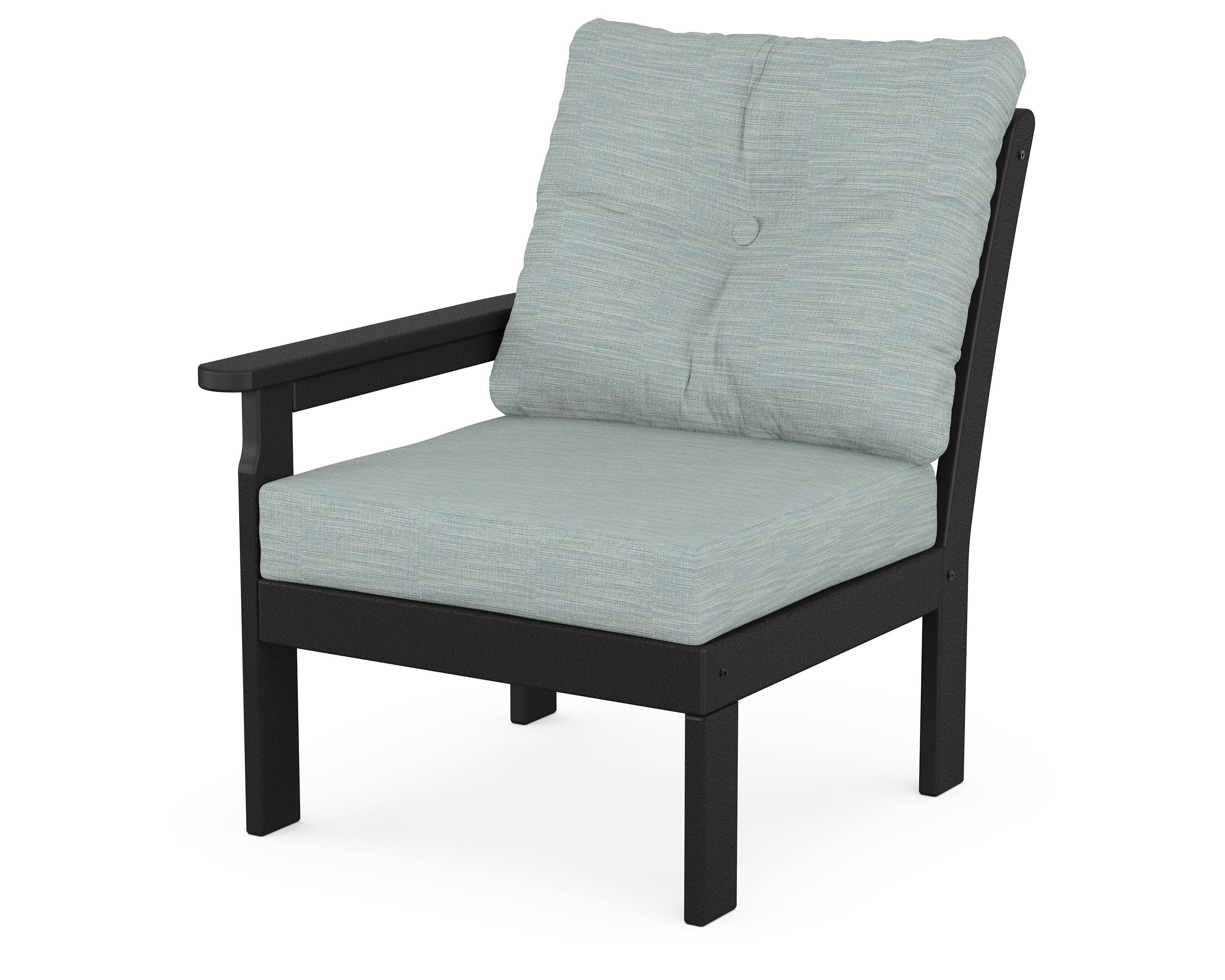 Vineyard Modular Left Arm Chair in Black / Soothe Mist