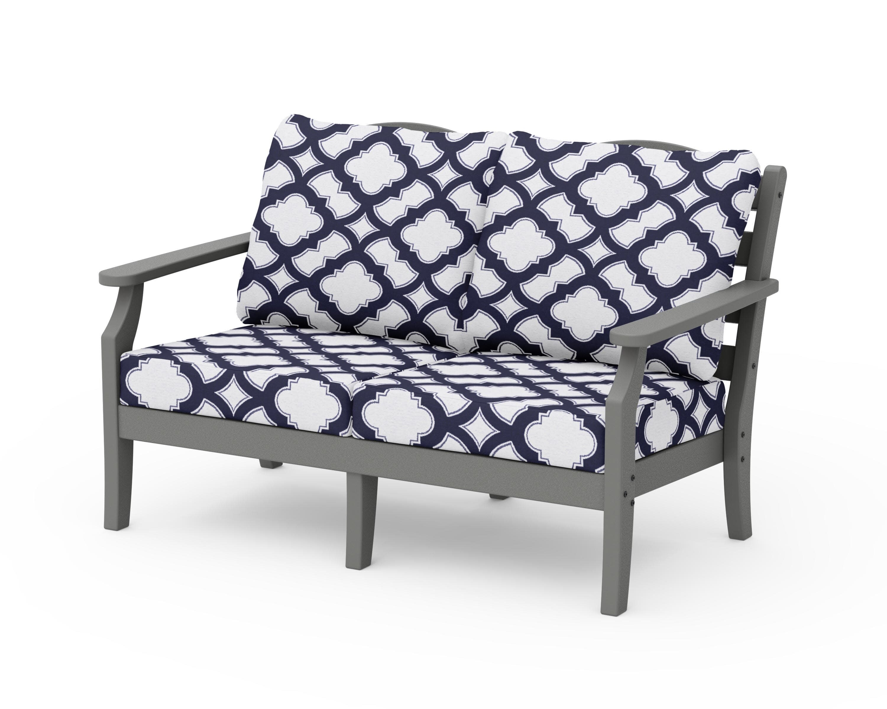 Savannah Deep Seating Loveseat in Slate Grey / Trellis Navy