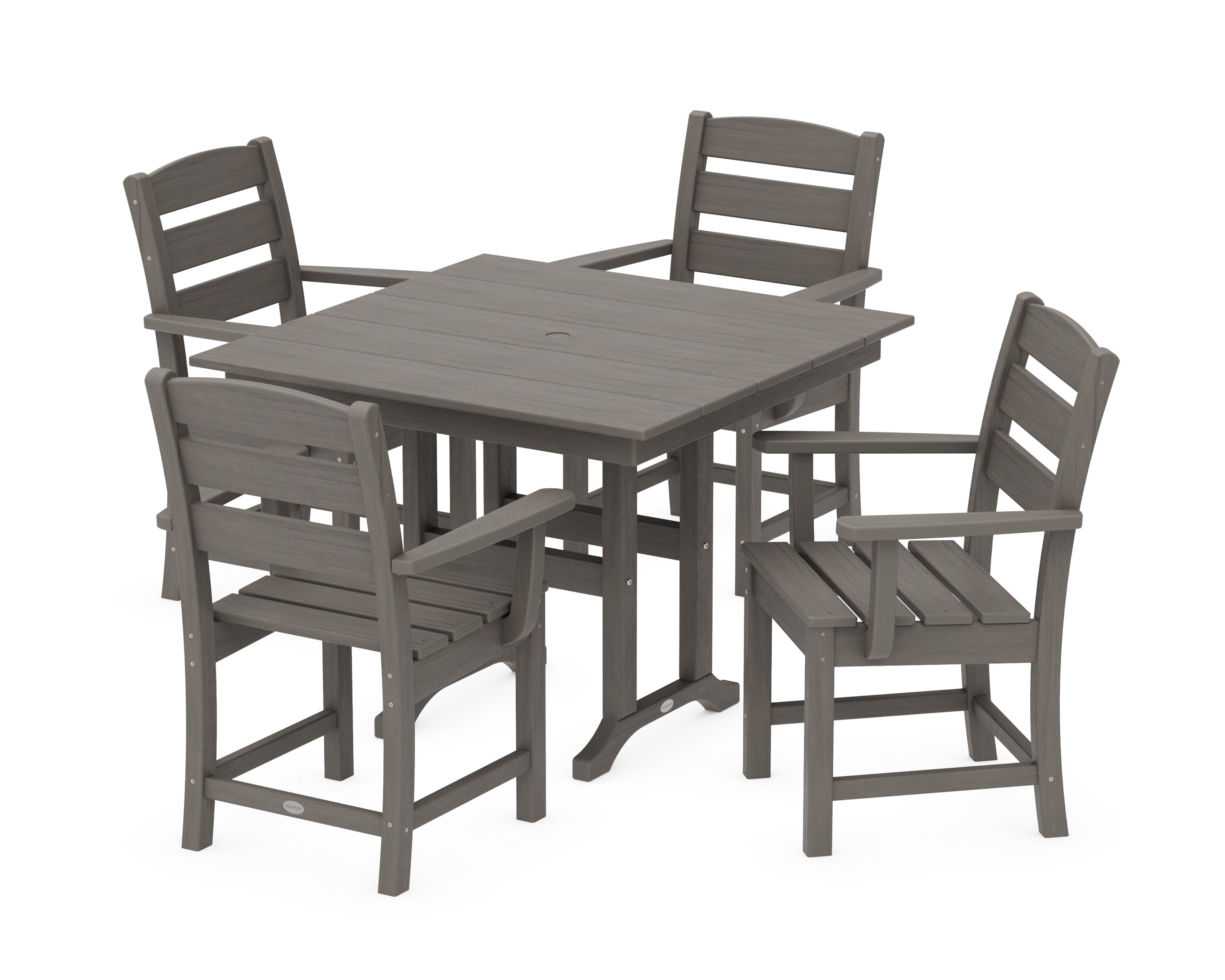 Lakeside 5-Piece Farmhouse Dining Set in Driftwood