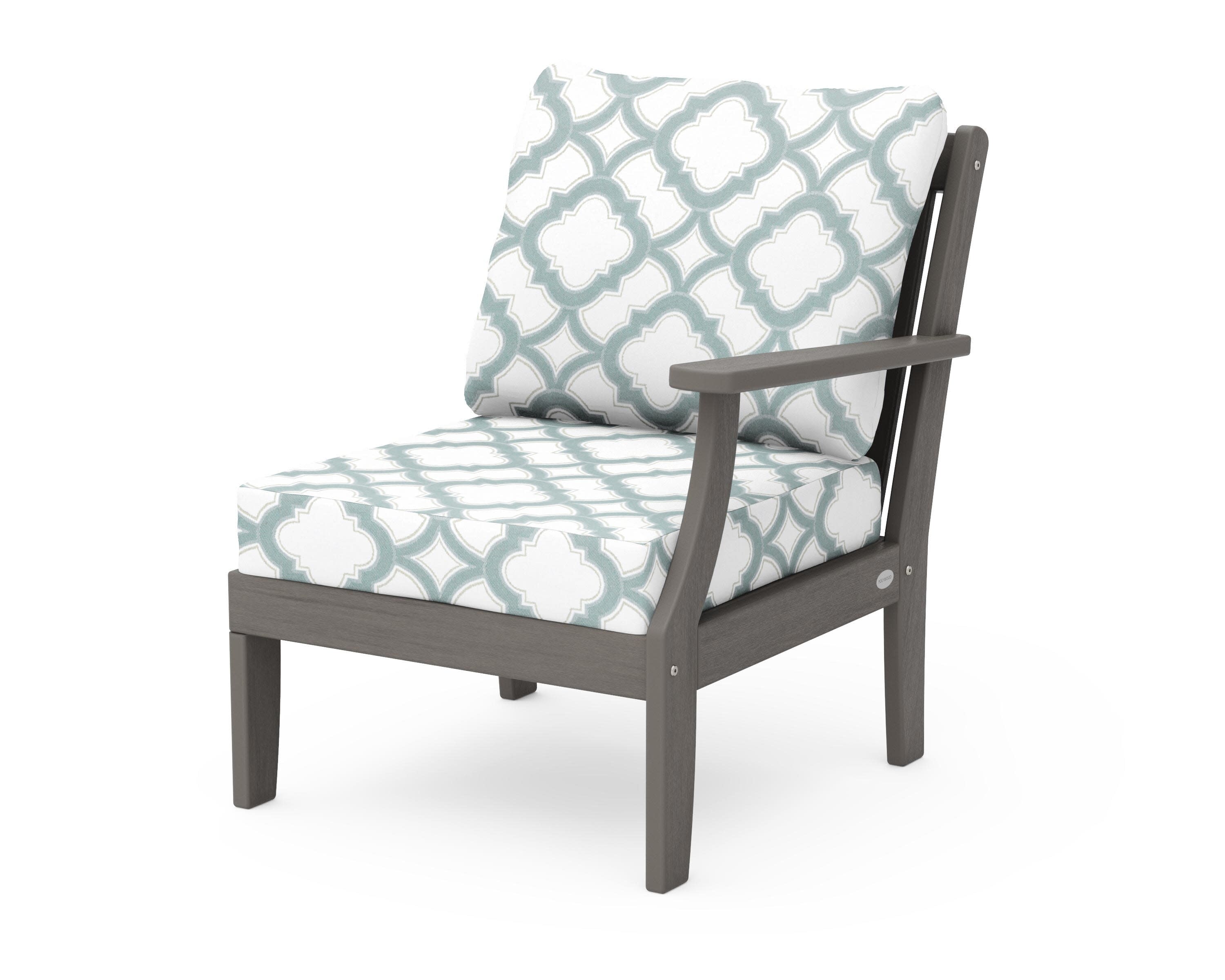 Braxton Modular Right Arm Chair in Driftwood / Trellis Glacier Spa