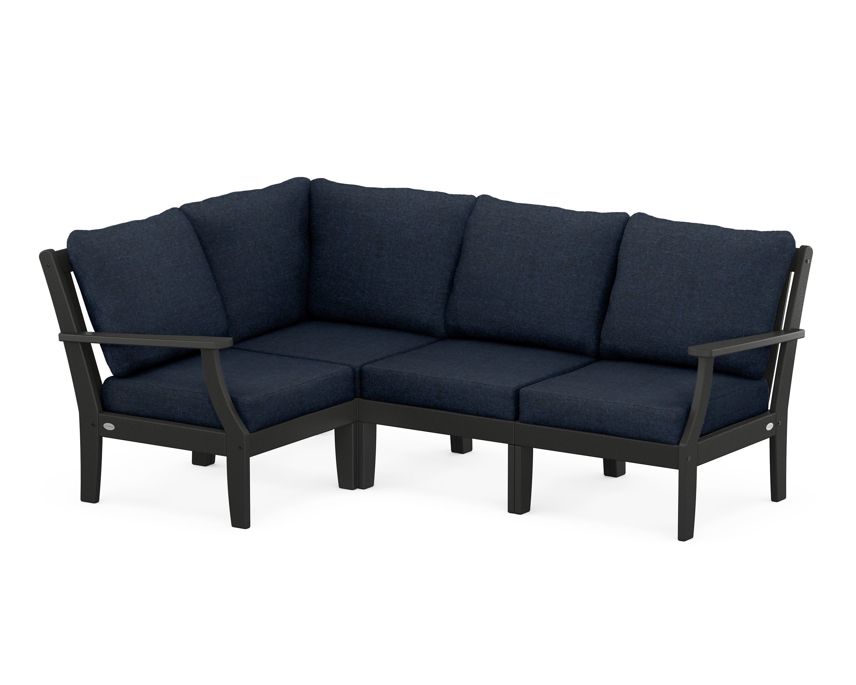 Braxton Modular 4-Piece Deep Seating Set in Black / Marine Indigo