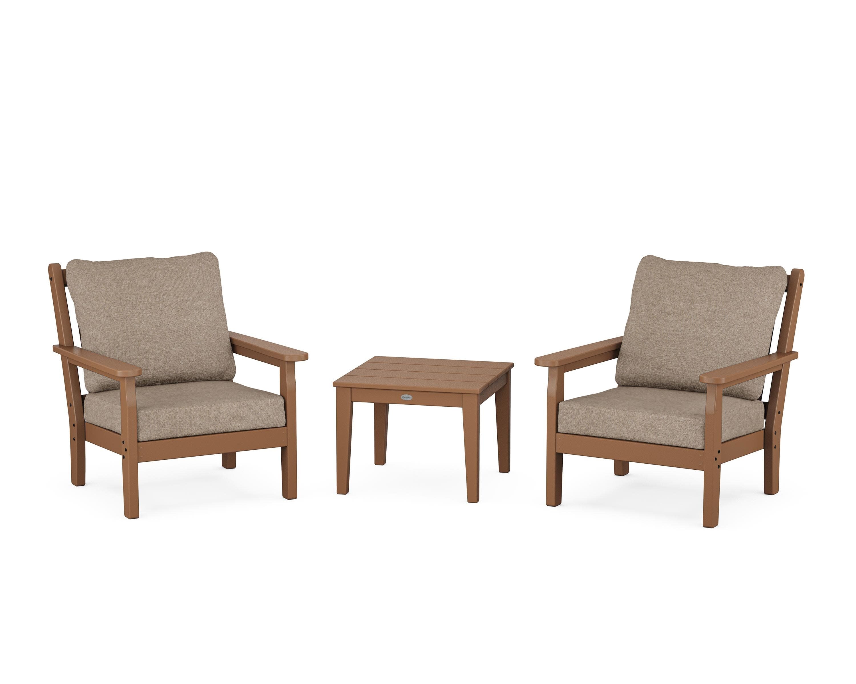 Chippendale 3-Piece Deep Seating Set in Teak / Spiced Burlap