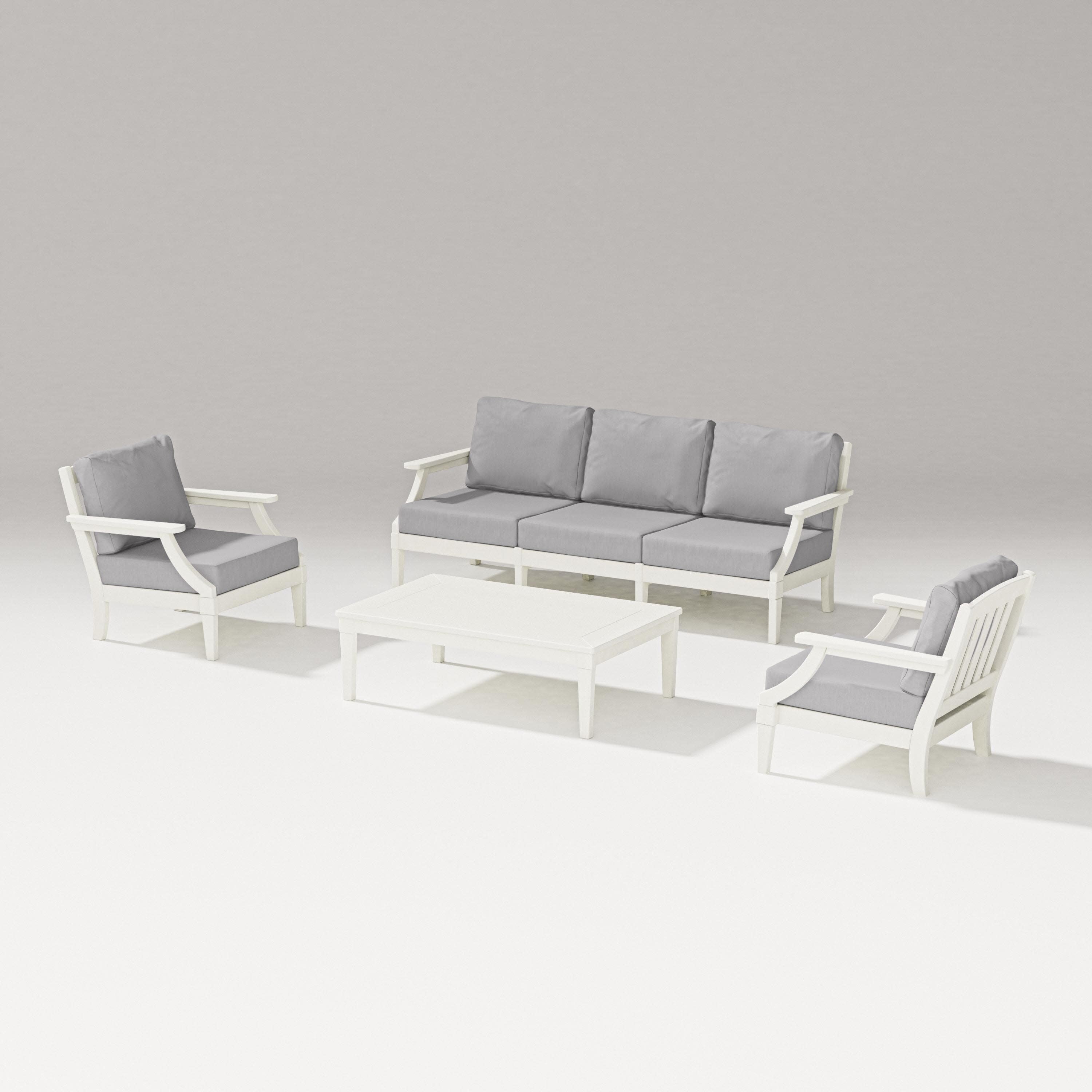 Estate 4-Piece Lounge Sofa Set in Vintage White / Granite