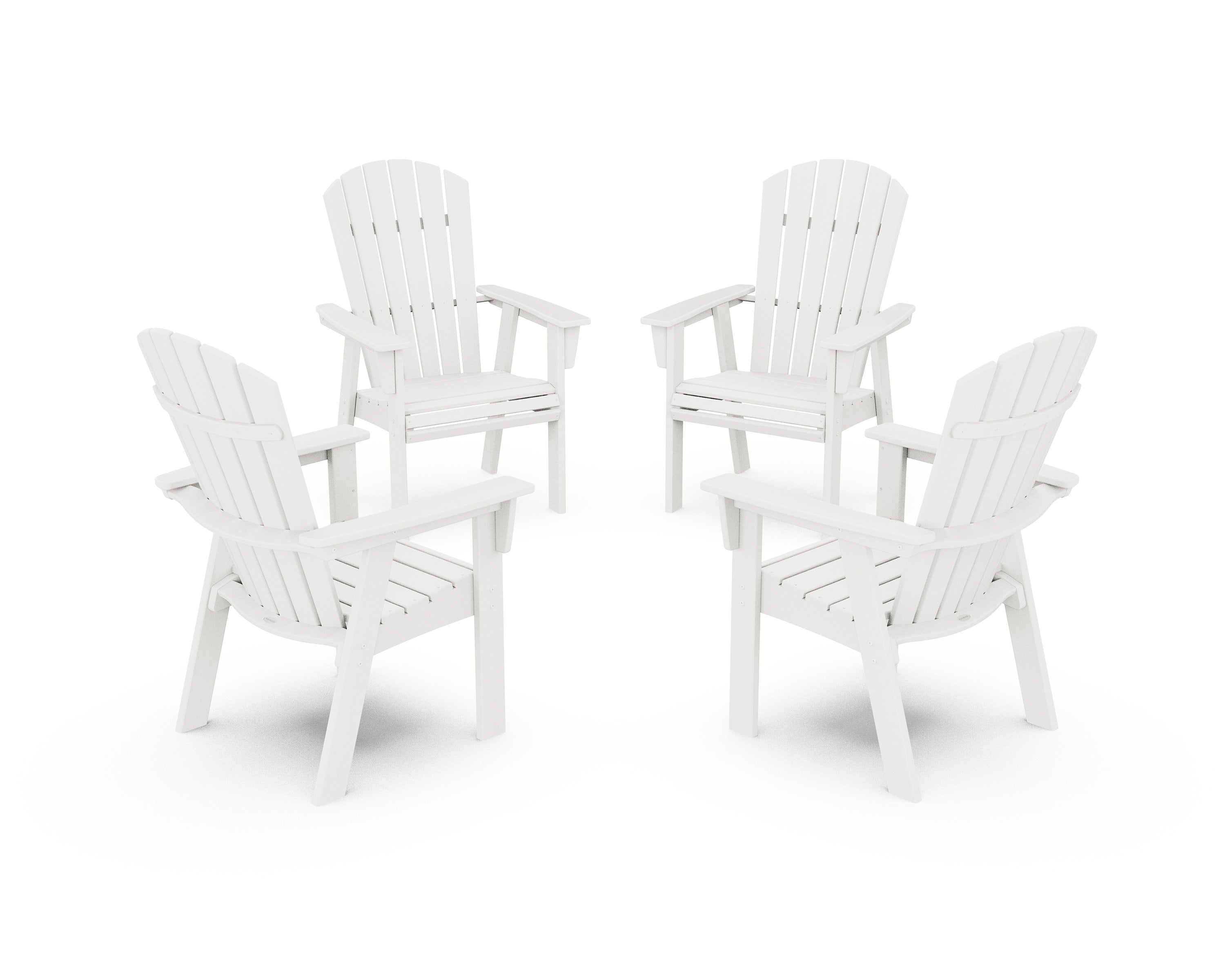 Nautical 4-Piece Curveback Upright Adirondack Conversation Set in Vintage White