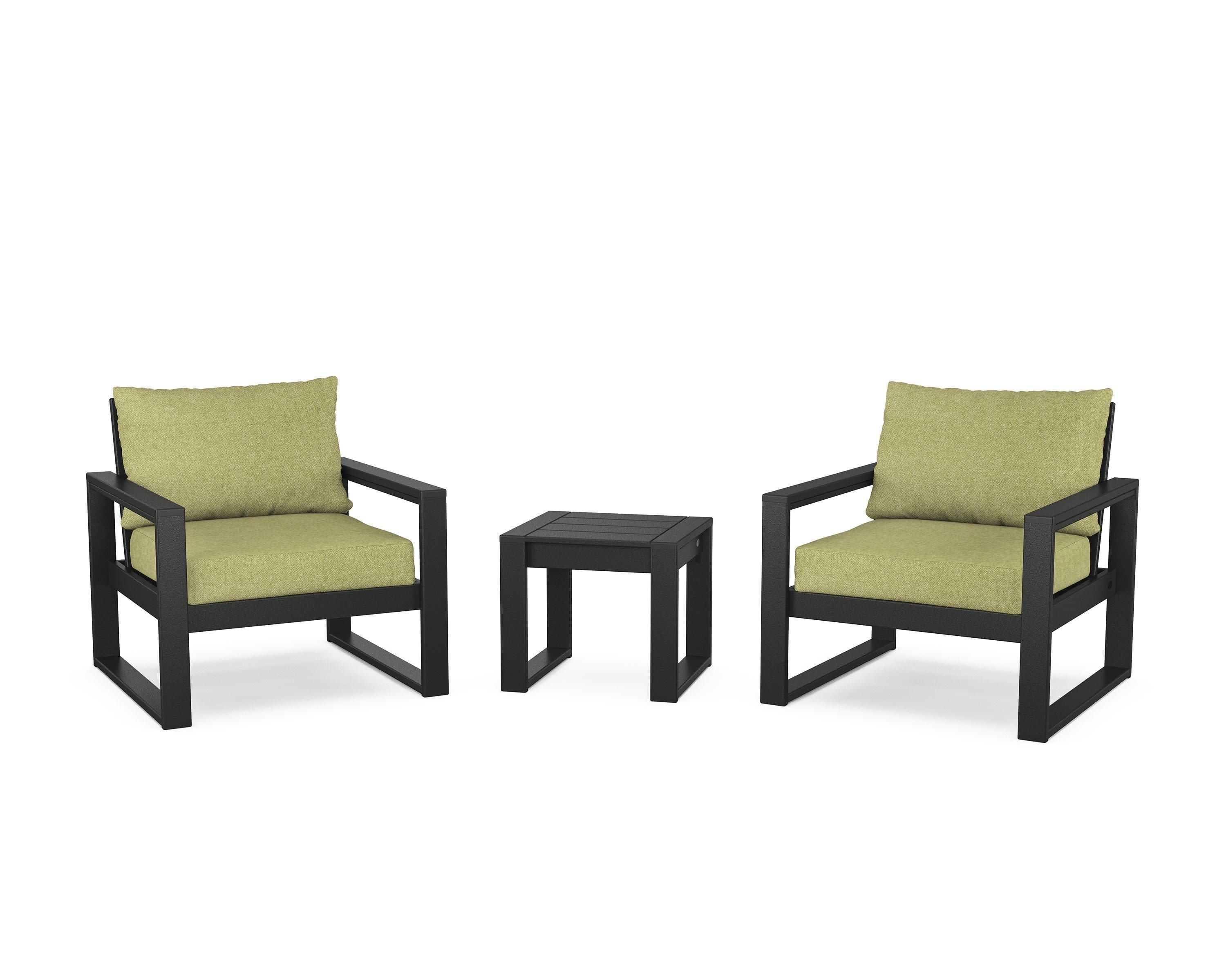 EDGE Sectional 3-Piece Deep Seating Set in Black / Chartreuse Boucle