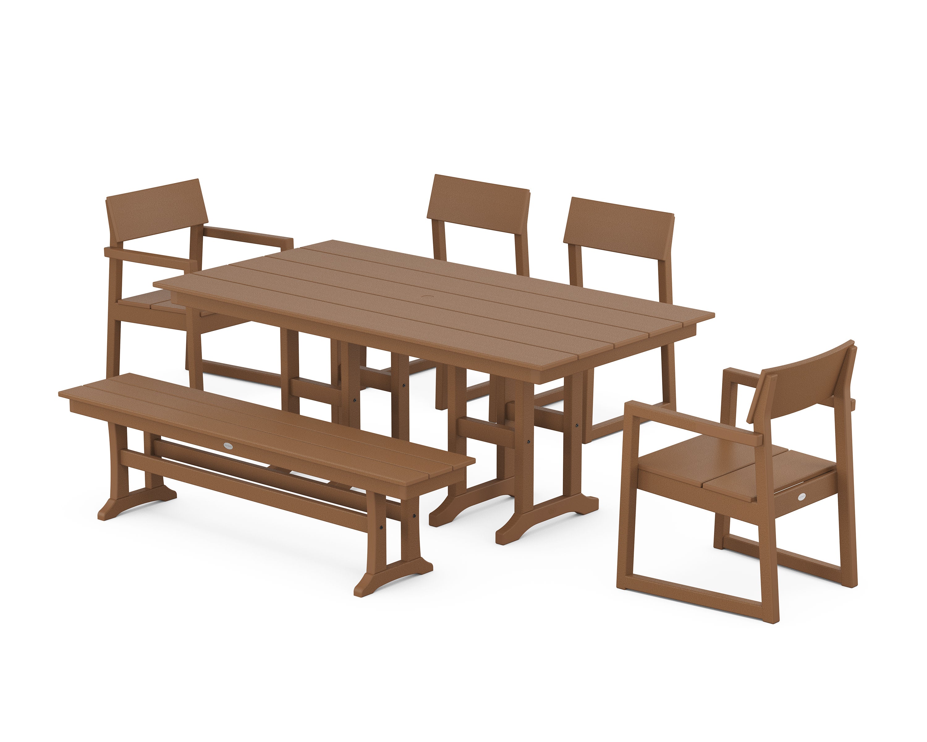EDGE 6-Piece Farmhouse Dining Set in Teak