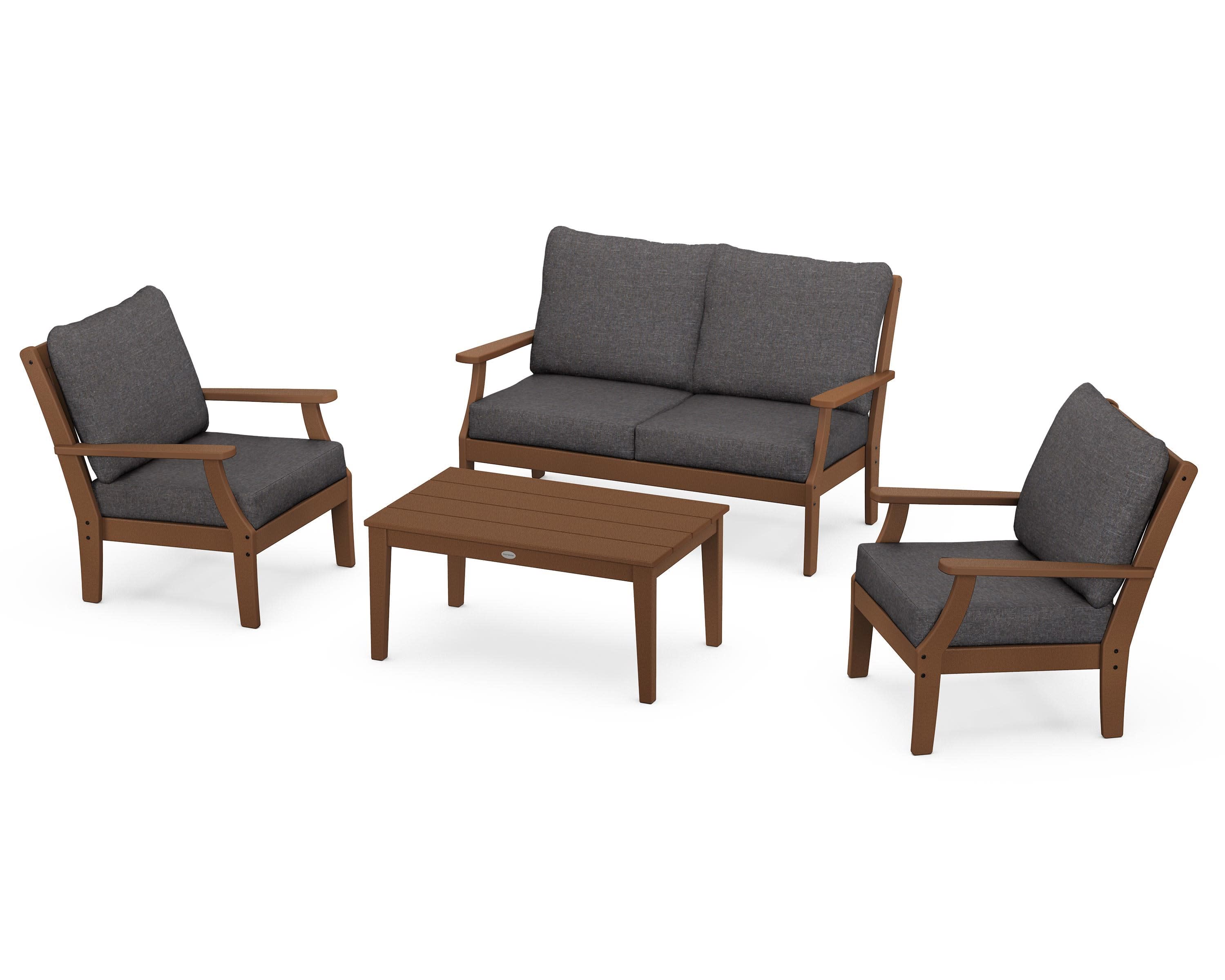 Braxton 4-Piece Deep Seating Chair Set in Teak / Ash Charcoal
