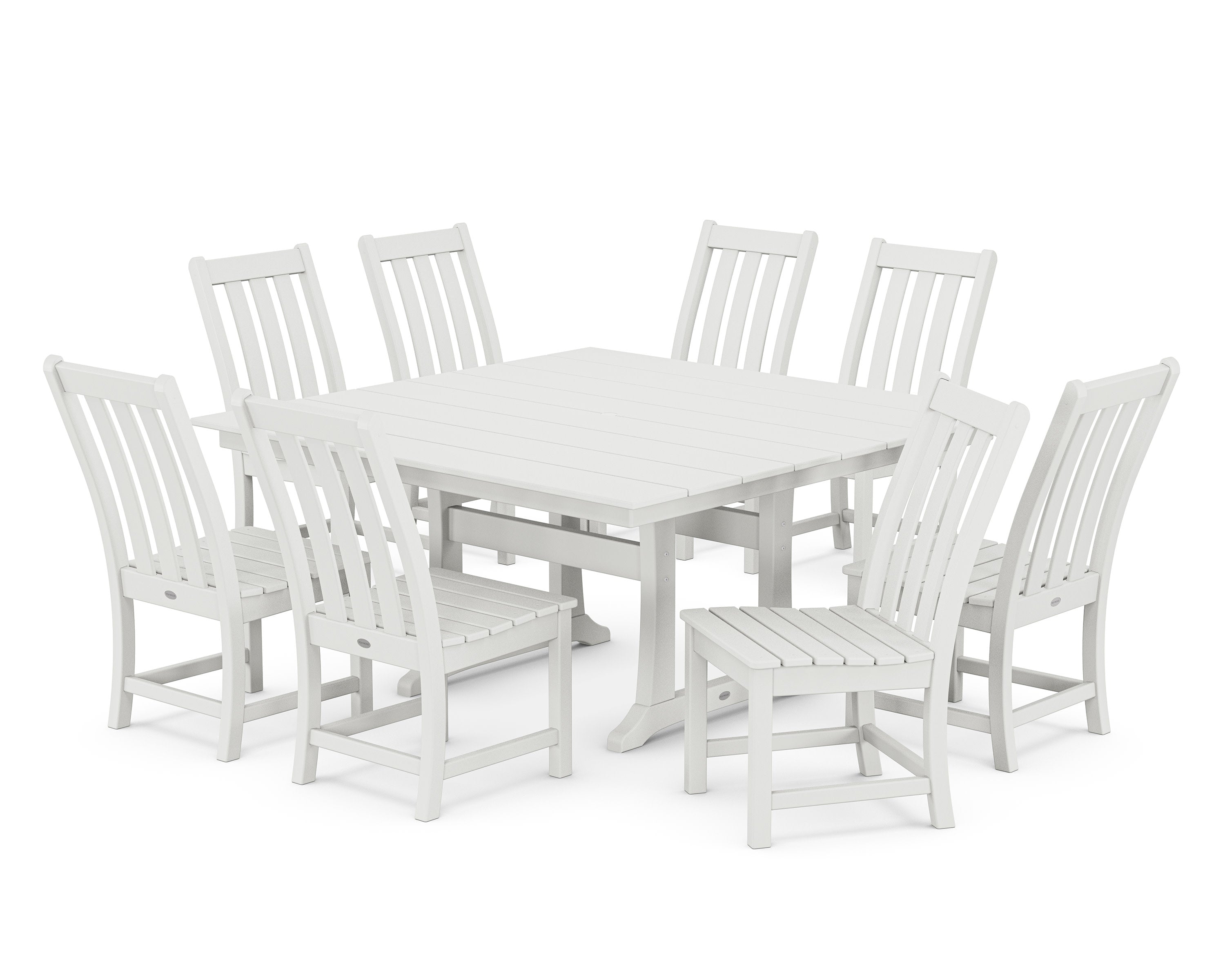 Vineyard 9-Piece Farmhouse Trestle Dining Set in White