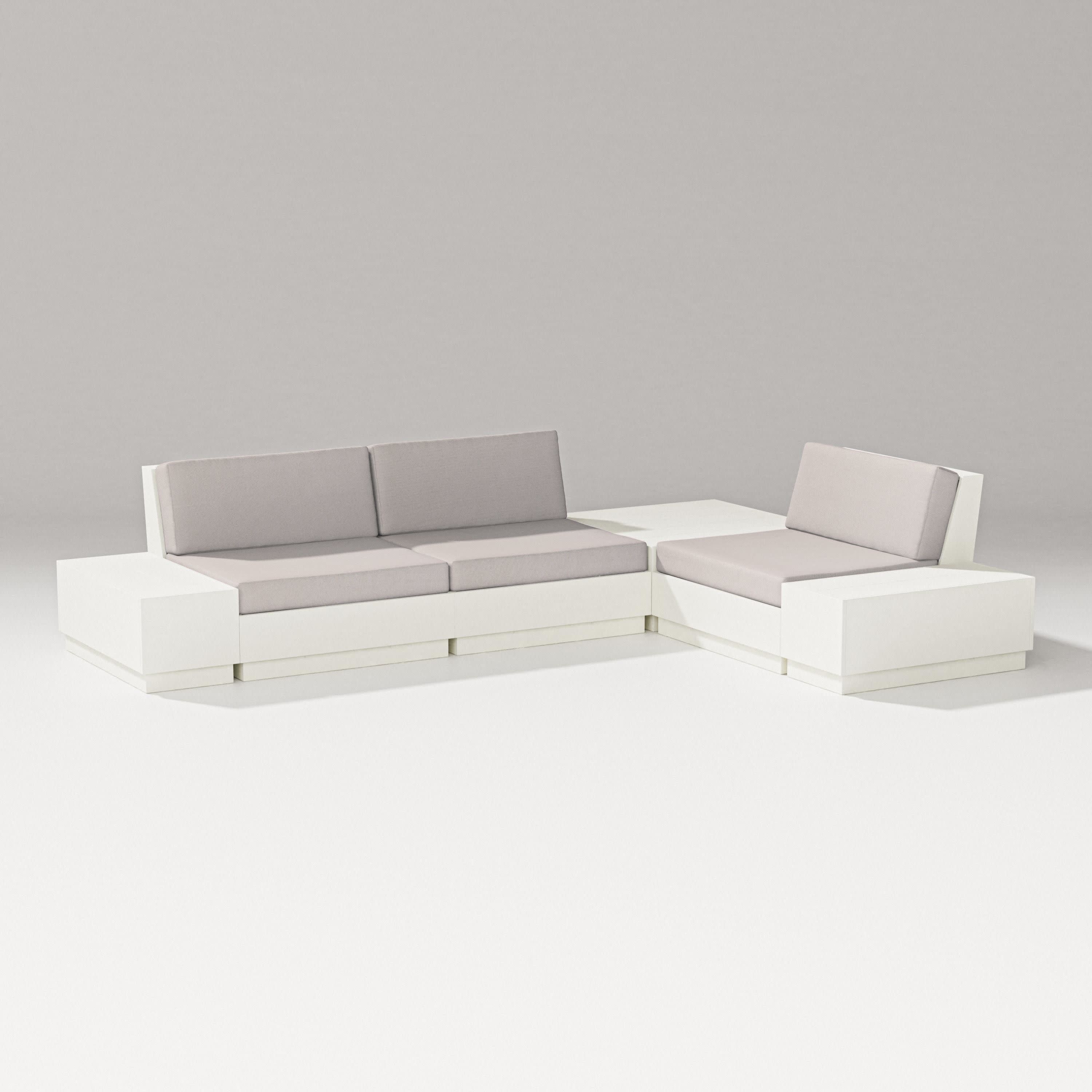 Elevate 6-Piece Corner Sectional in Vintage White / Dune Burlap