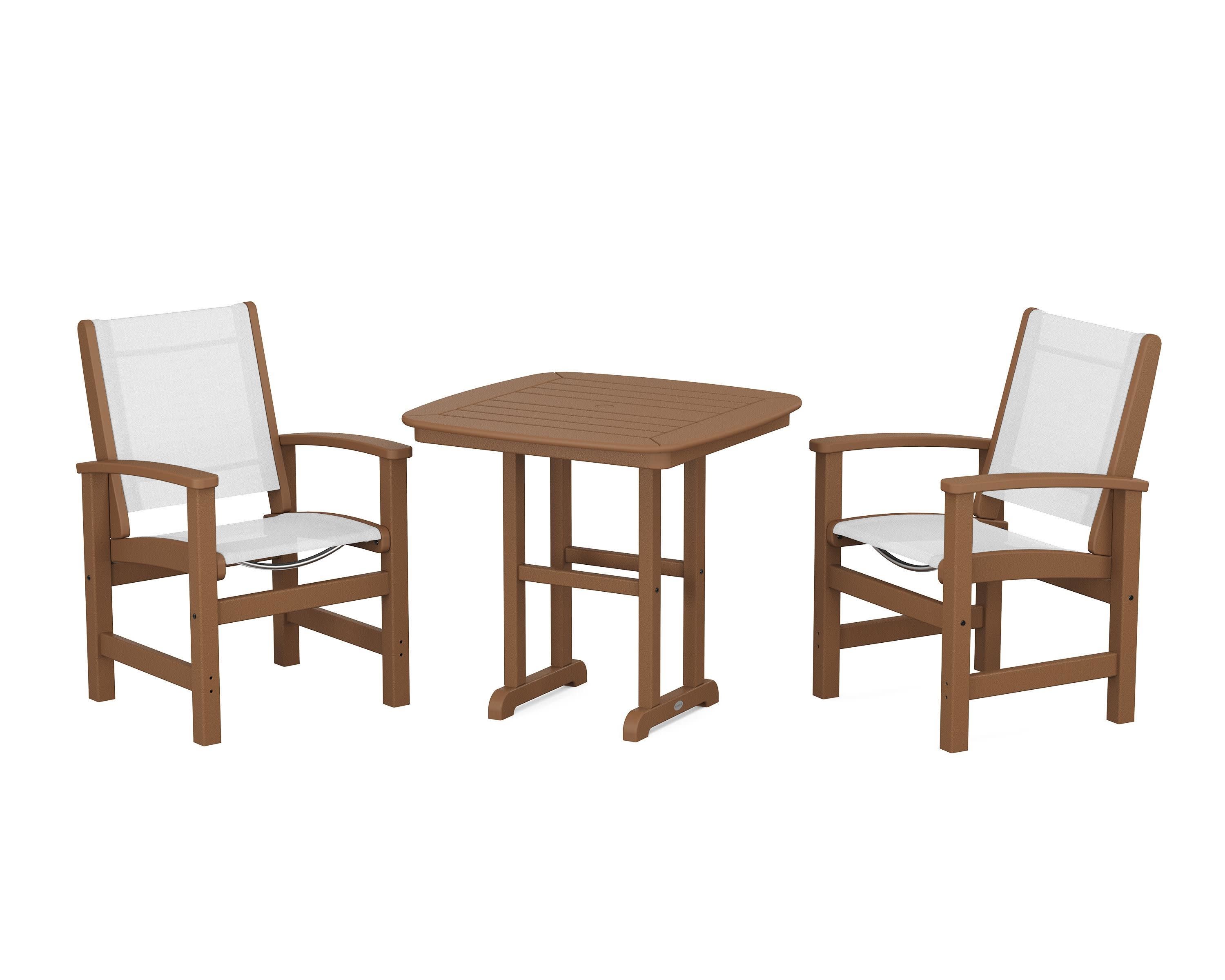 Coastal 3-Piece Dining Set in Teak / White Sling