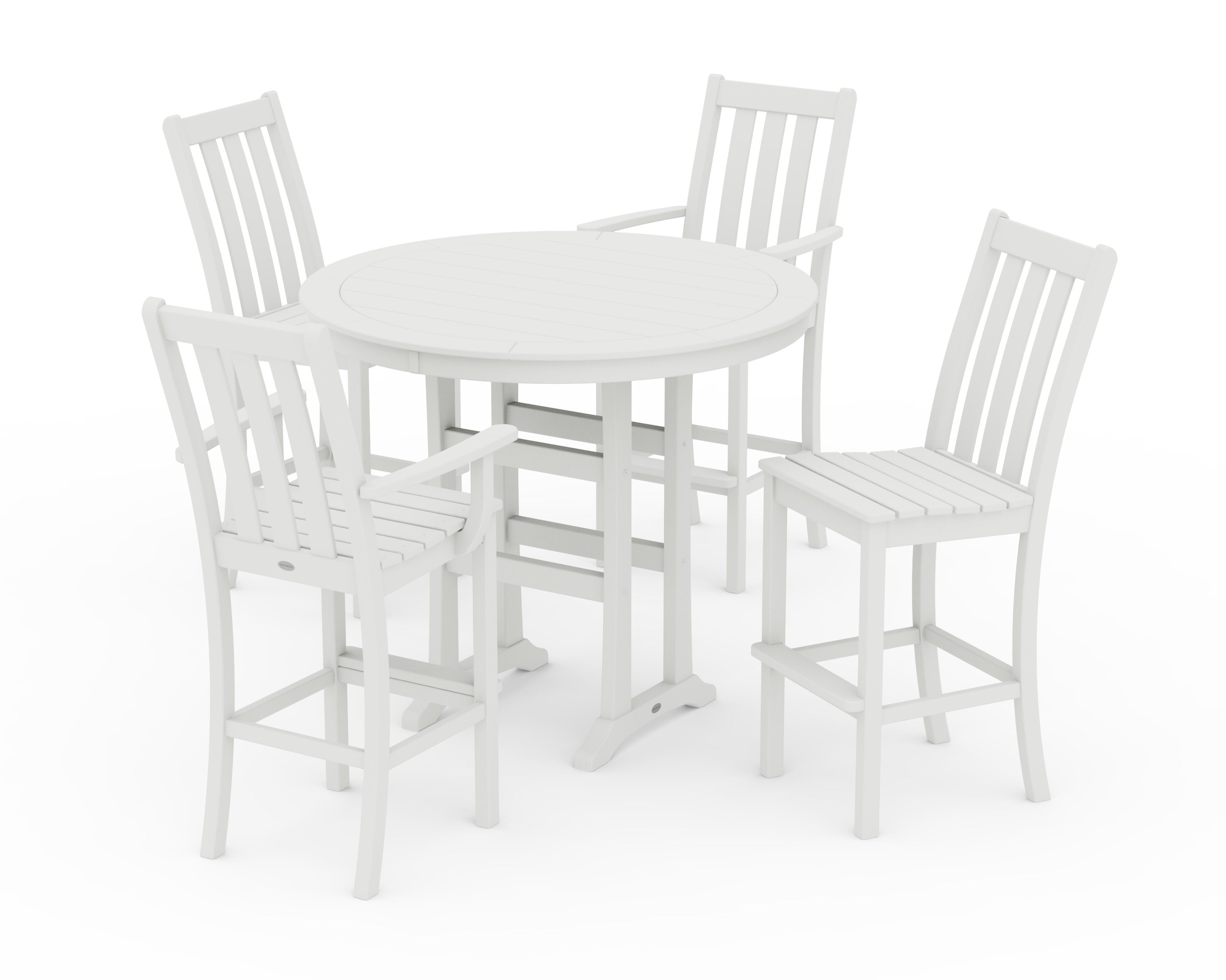 Vineyard 5-Piece Nautical Trestle Bar Set in Vintage White