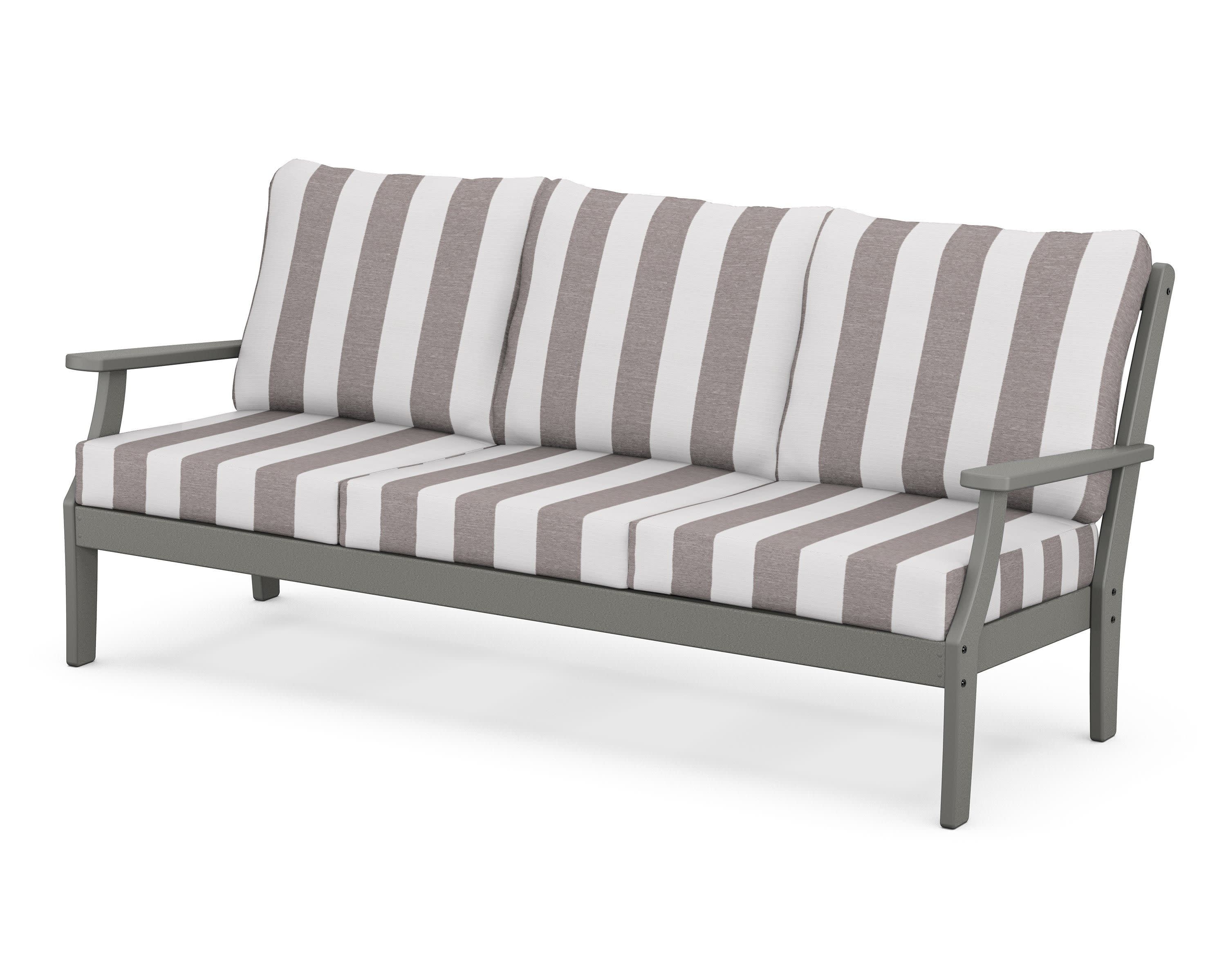 Braxton Deep Seating Sofa in Slate Grey / Cabana Stripe Grey Mist