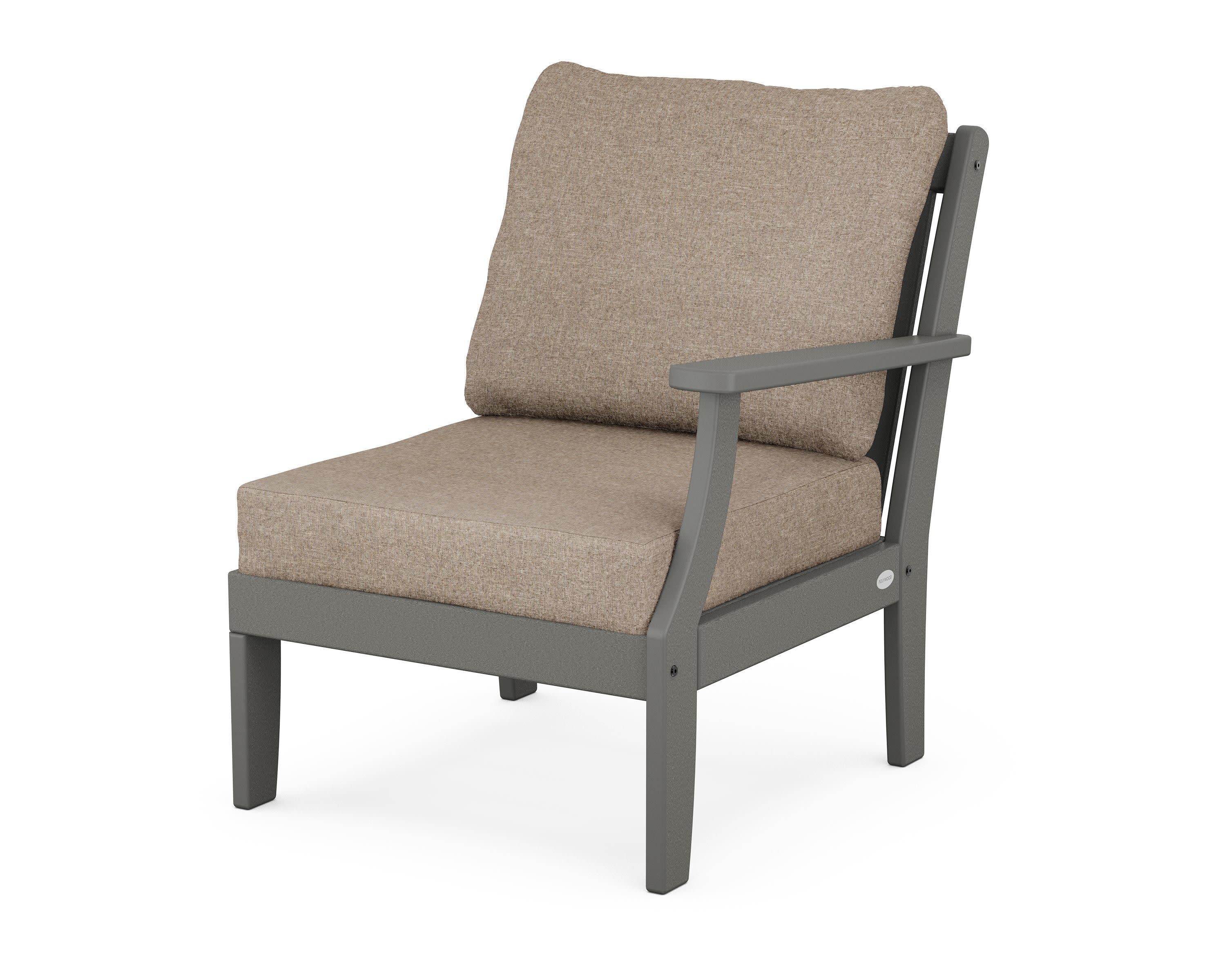 Braxton Modular Right Arm Chair in Slate Grey / Spiced Burlap