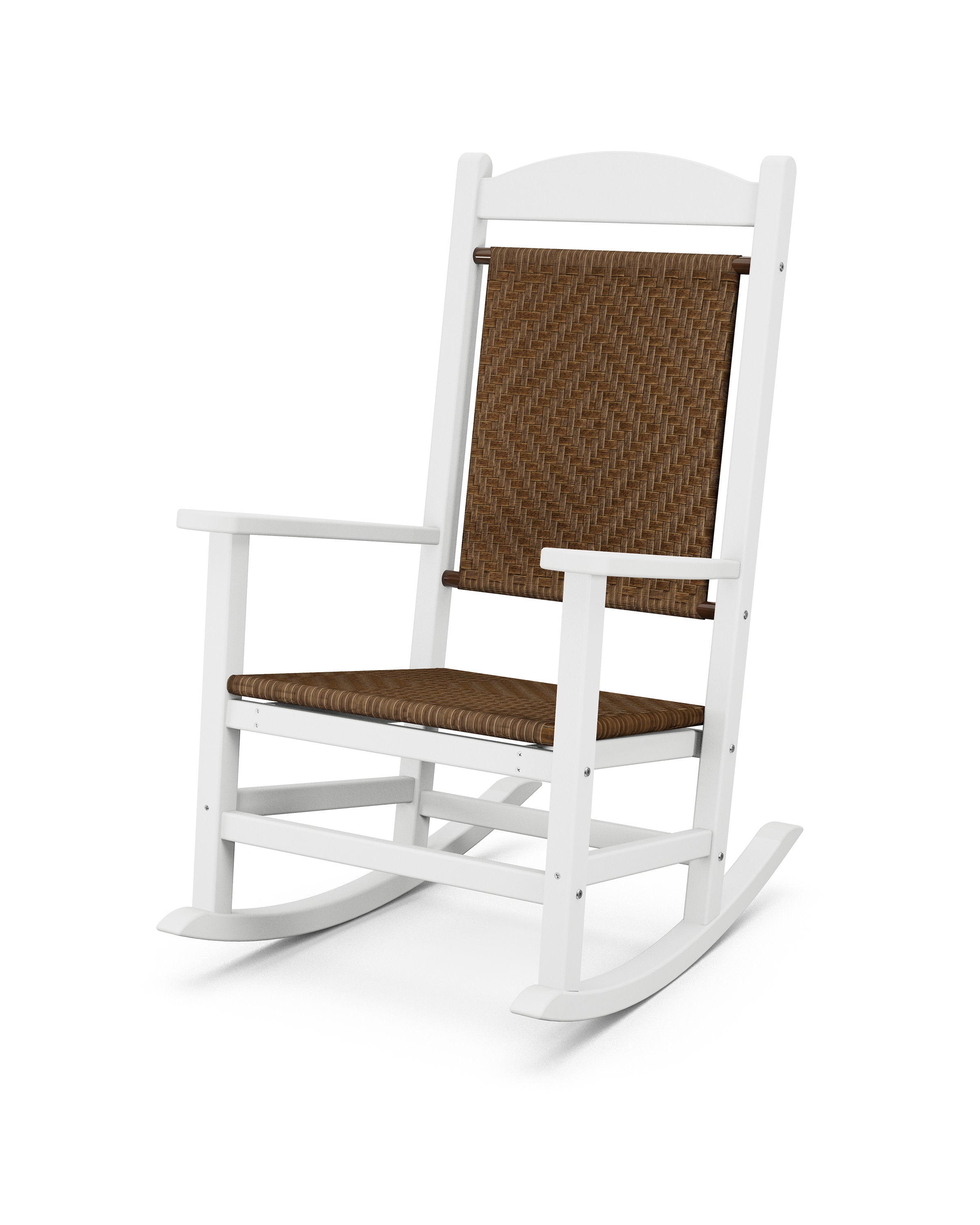 Presidential Woven Rocking Chair in White / Tigerwood