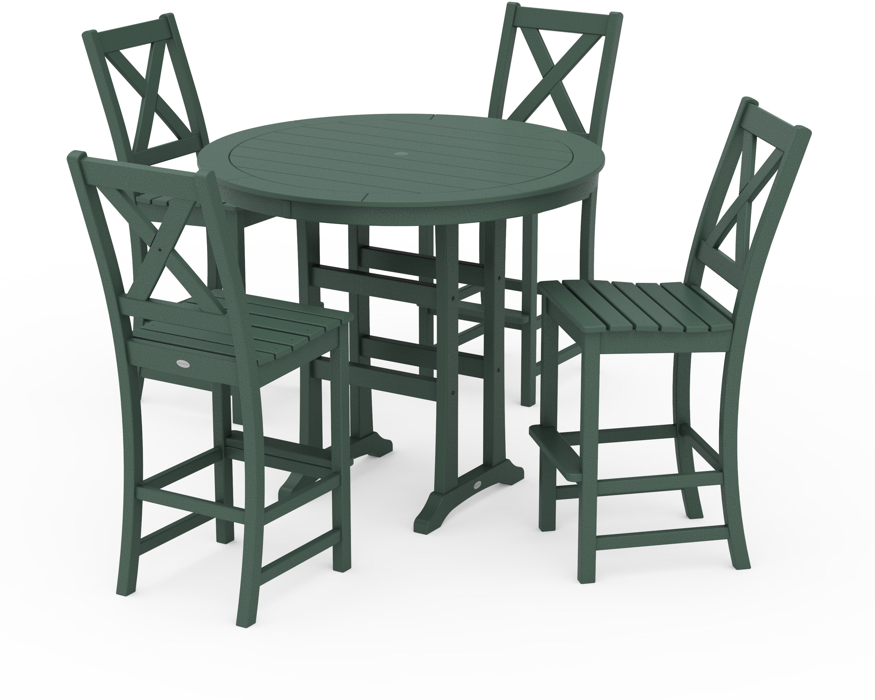 Braxton 5-Piece Nautical Trestle Arm Chair Bar Set in Green