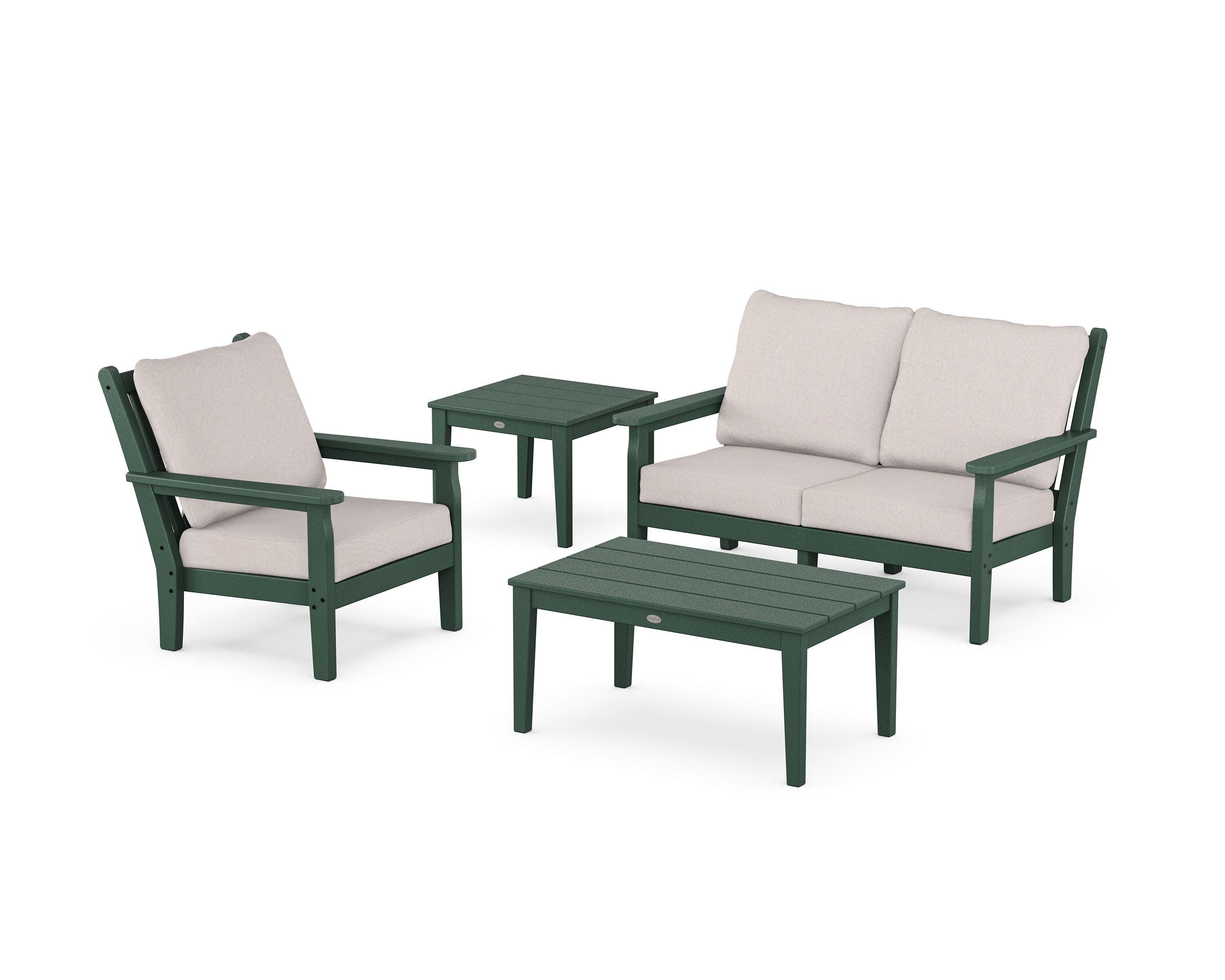 Chippendale 4-Piece Deep Seating Set in Green / Dune Burlap