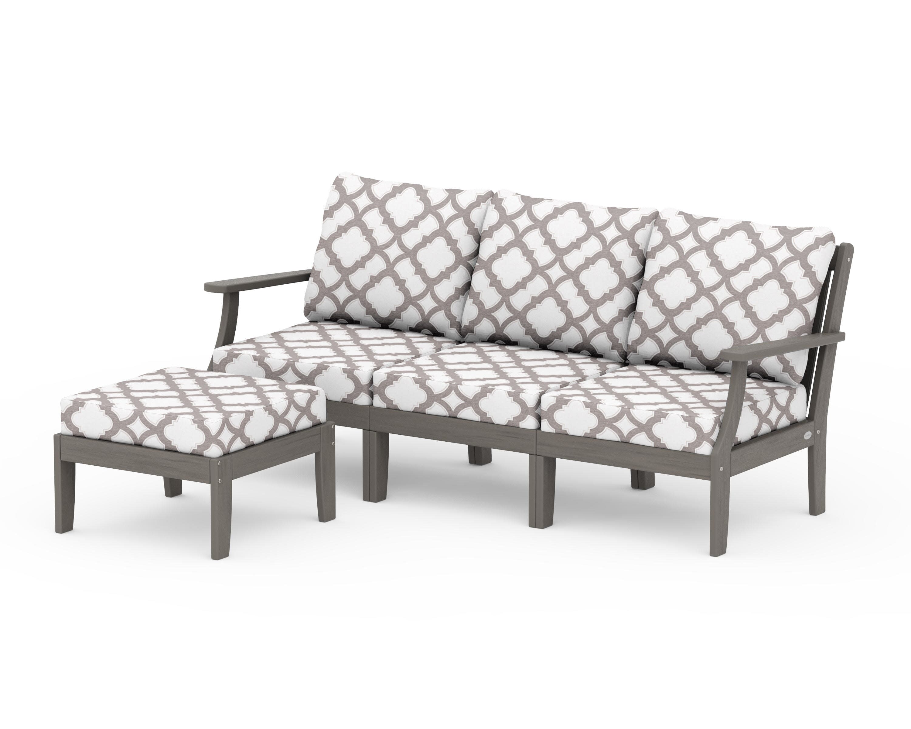 Braxton Modular 4-Piece Deep Seating Set with Ottoman in Driftwood / Trellis Grey Mist