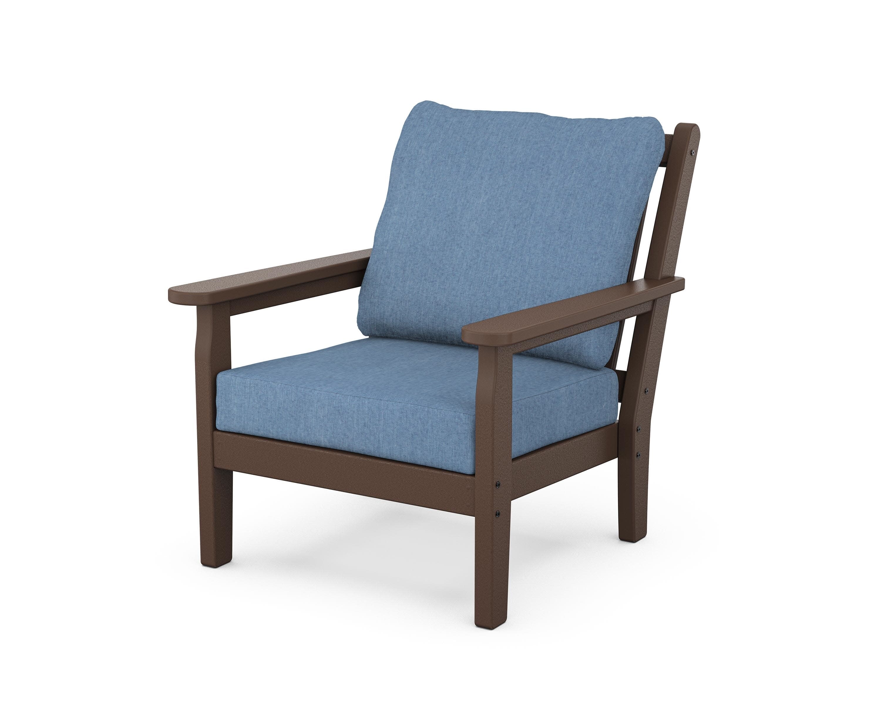 Chippendale Deep Seating Chair in Mahogany / Sky Blue
