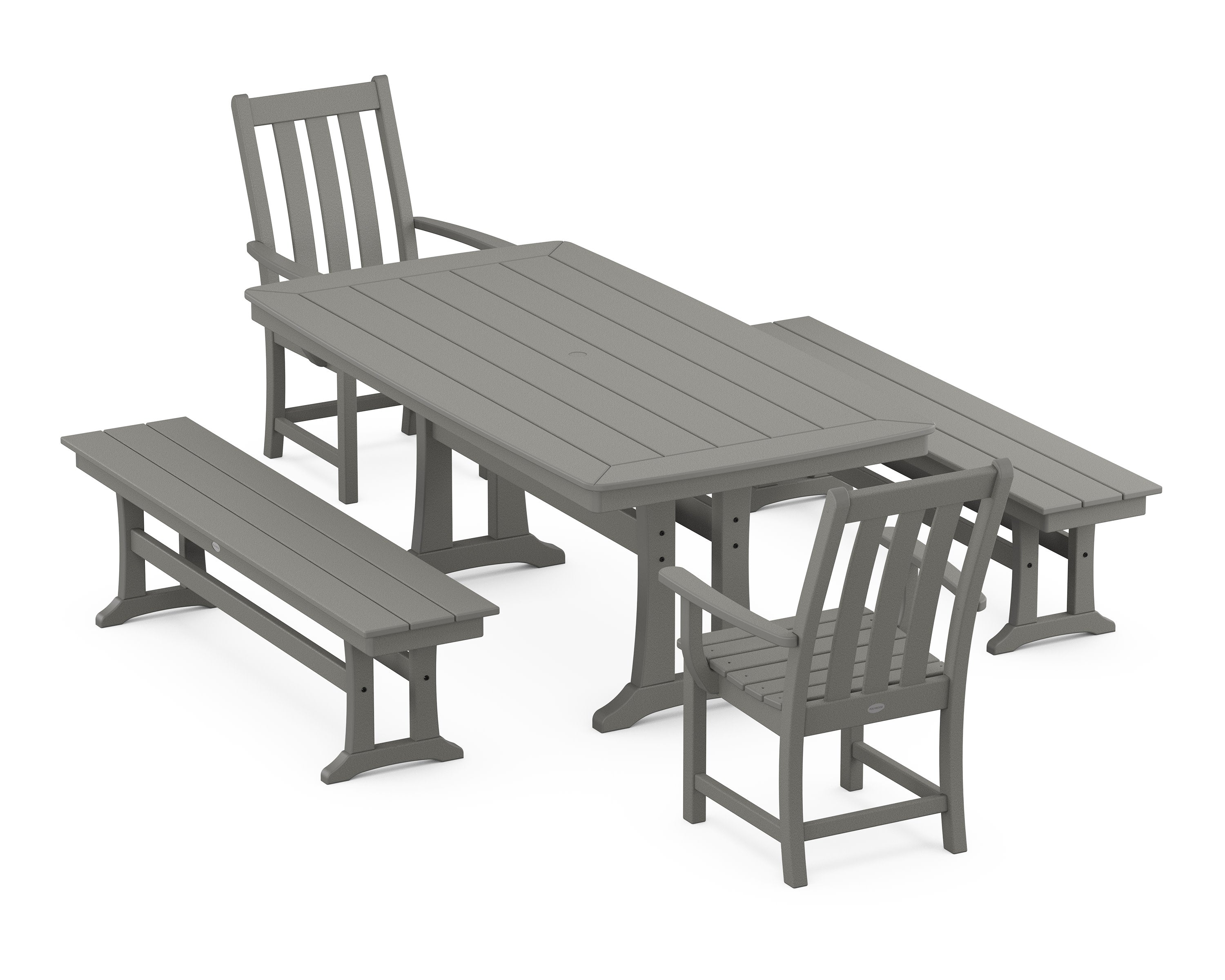 Vineyard 5-Piece Dining Set with Trestle Legs in Slate Grey