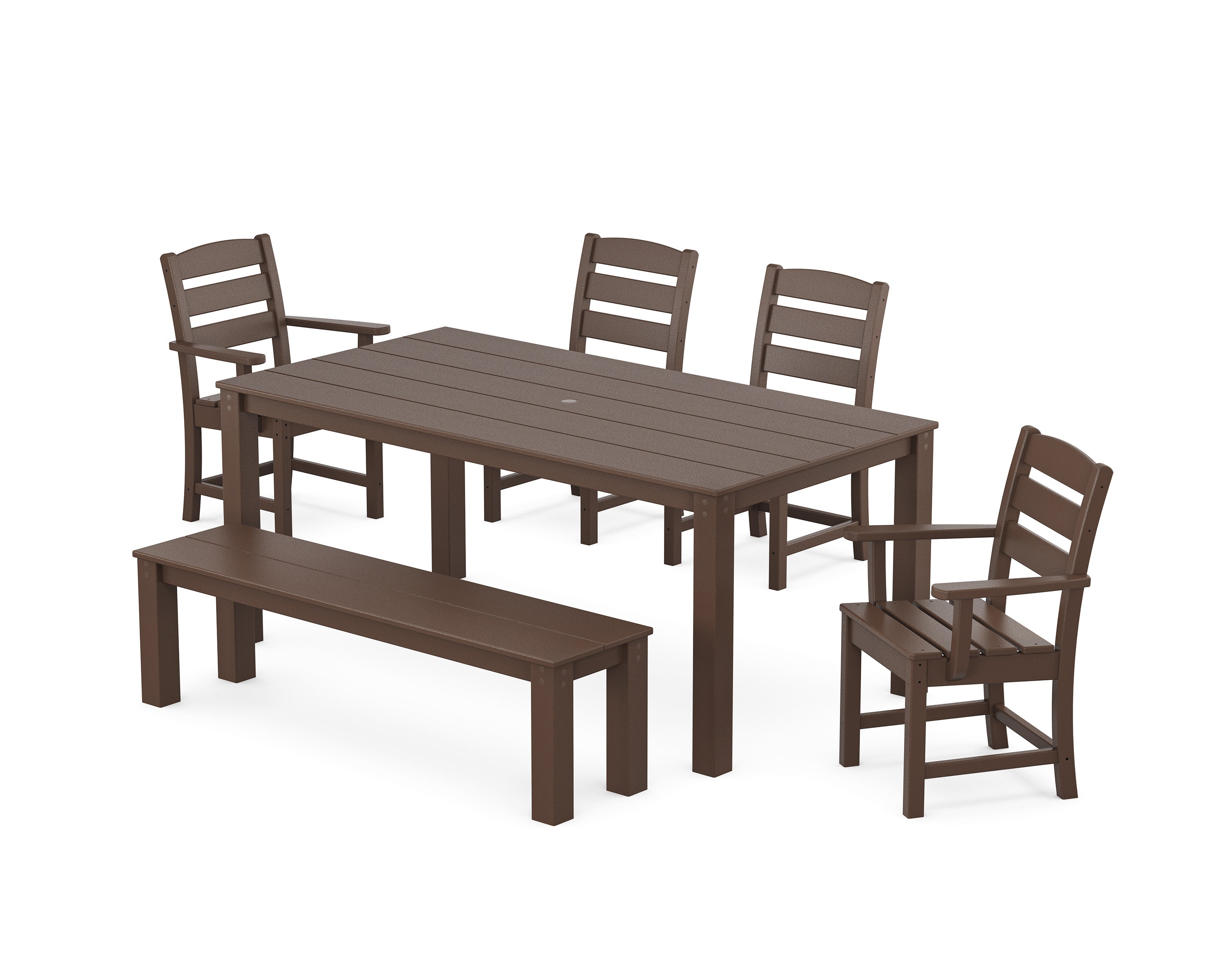 Lakeside 6-Piece Parsons Dining Set with Bench in Mahogany