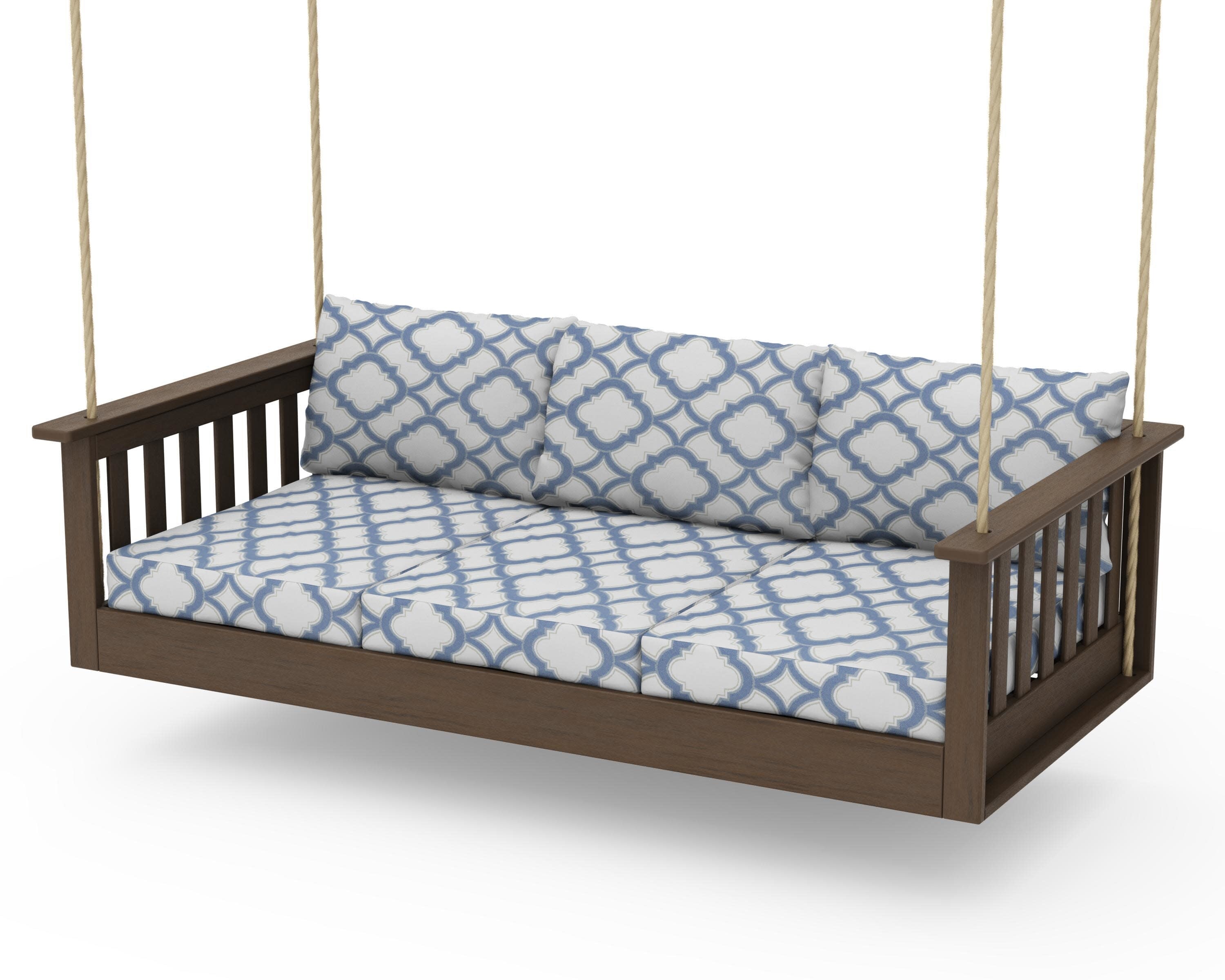 Vineyard Daybed Swing in Kona / Trellis Sky Blue