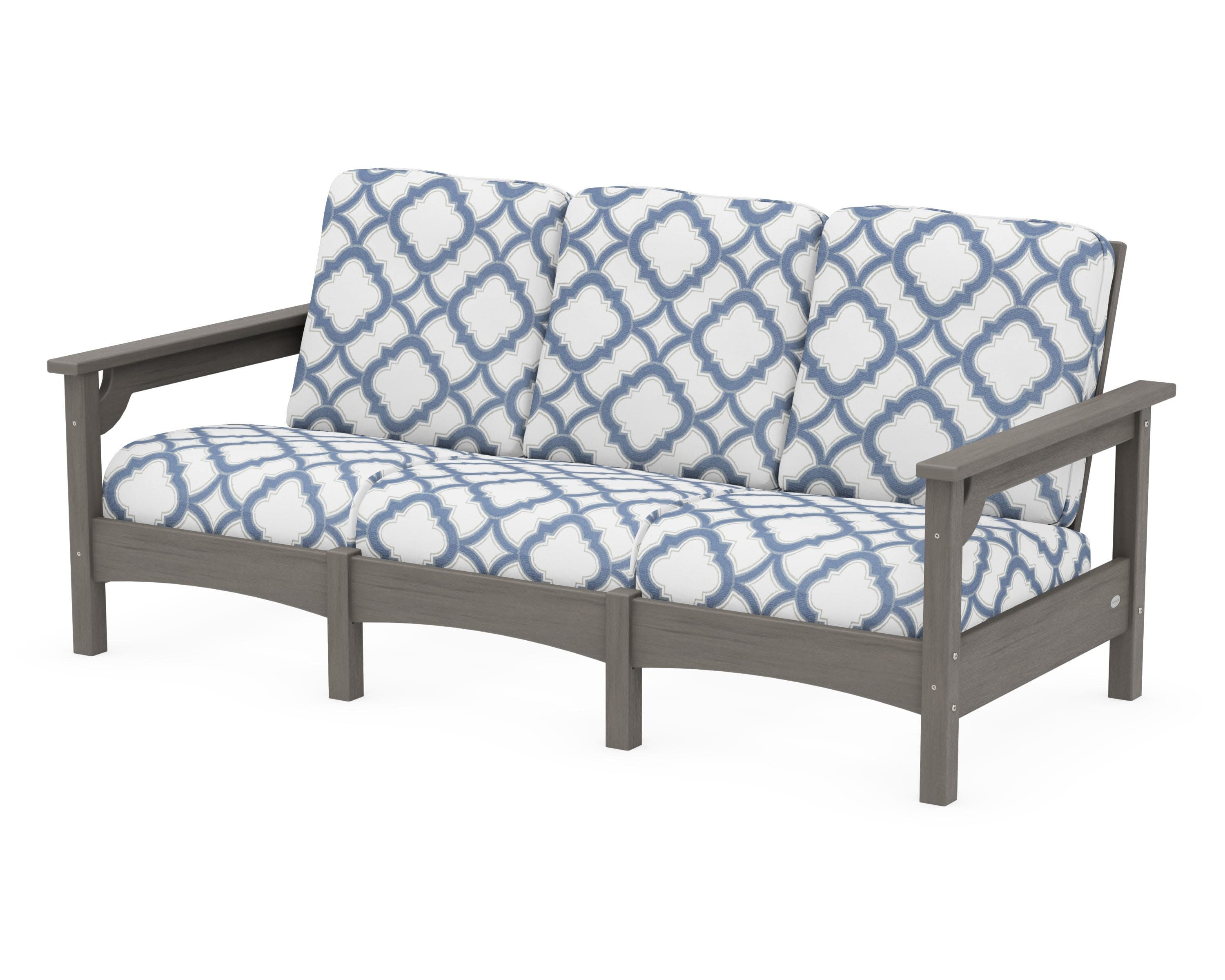 Club Sofa in Driftwood / Trellis Sky Blue