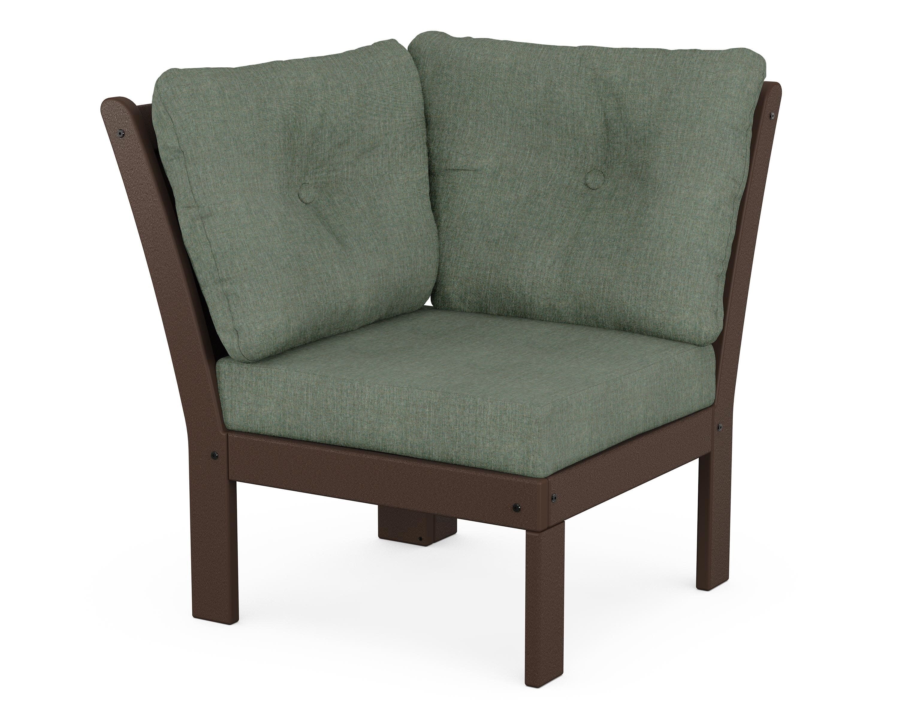 Vineyard Modular Corner Chair in Mahogany / Cast Sage
