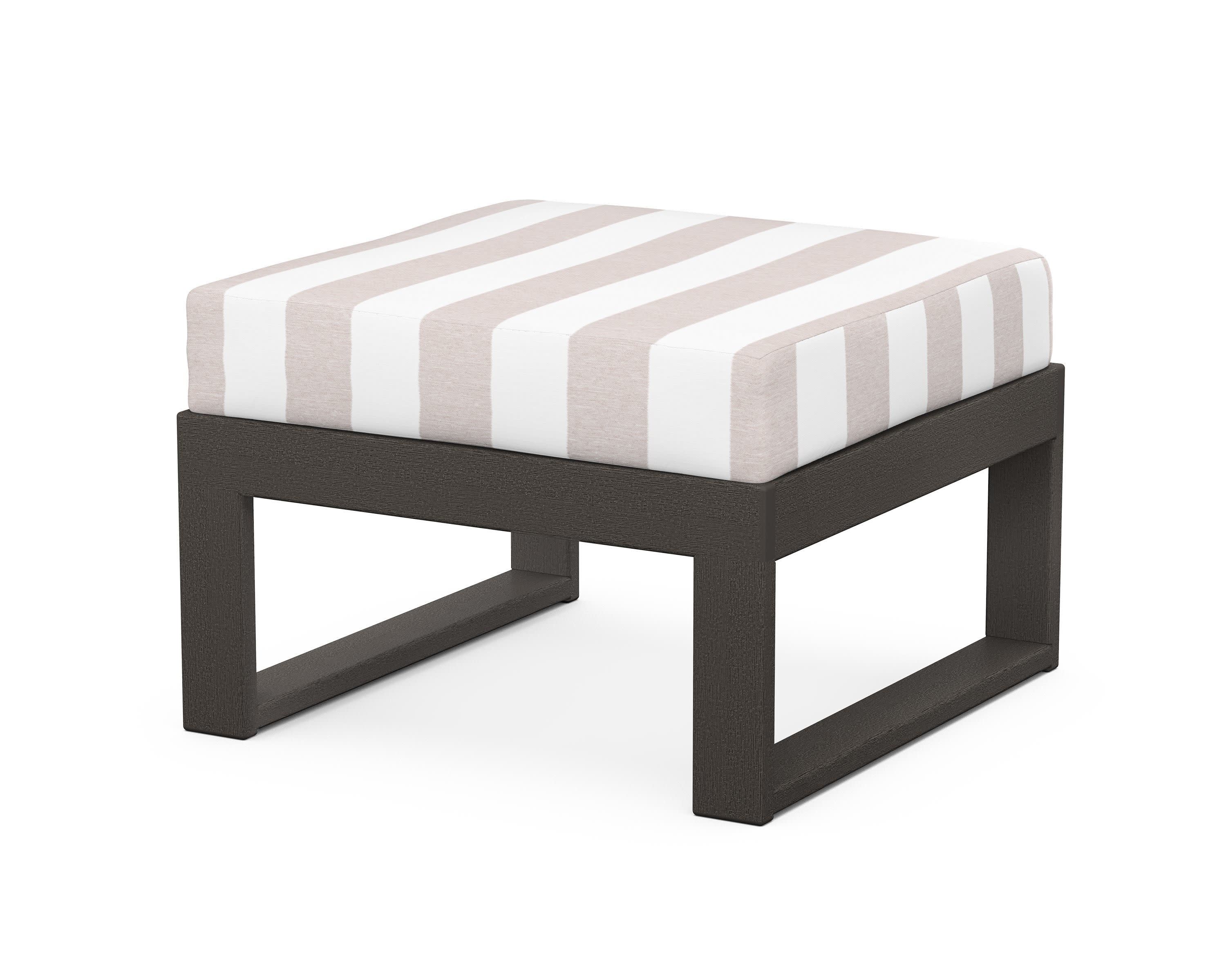 Modular Ottoman - Modern in Vintage Coffee / Cabana Stripe Dune Burlap