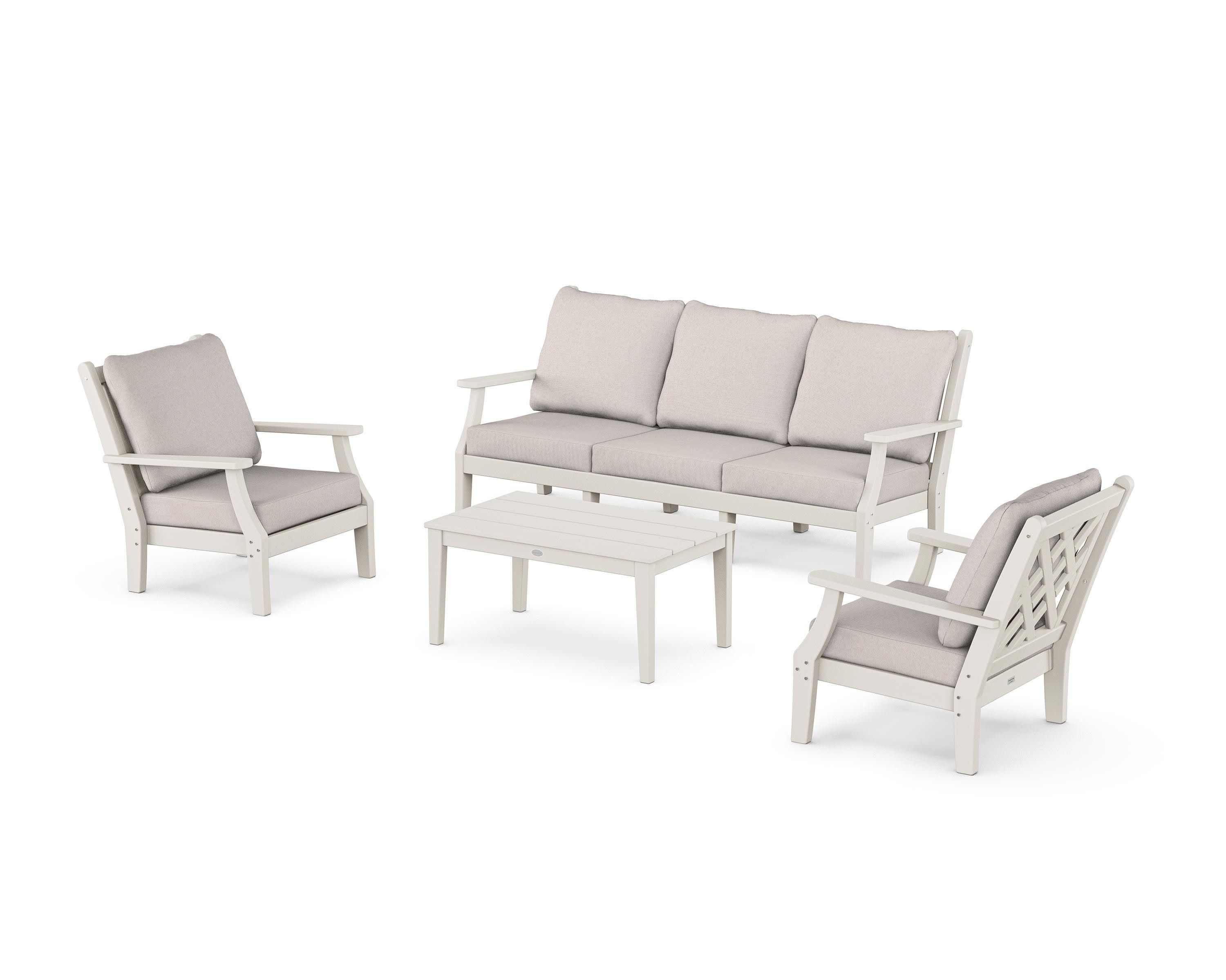 Wovendale 4-Piece Deep Seating Set with Sofa in Sand / Dune Burlap