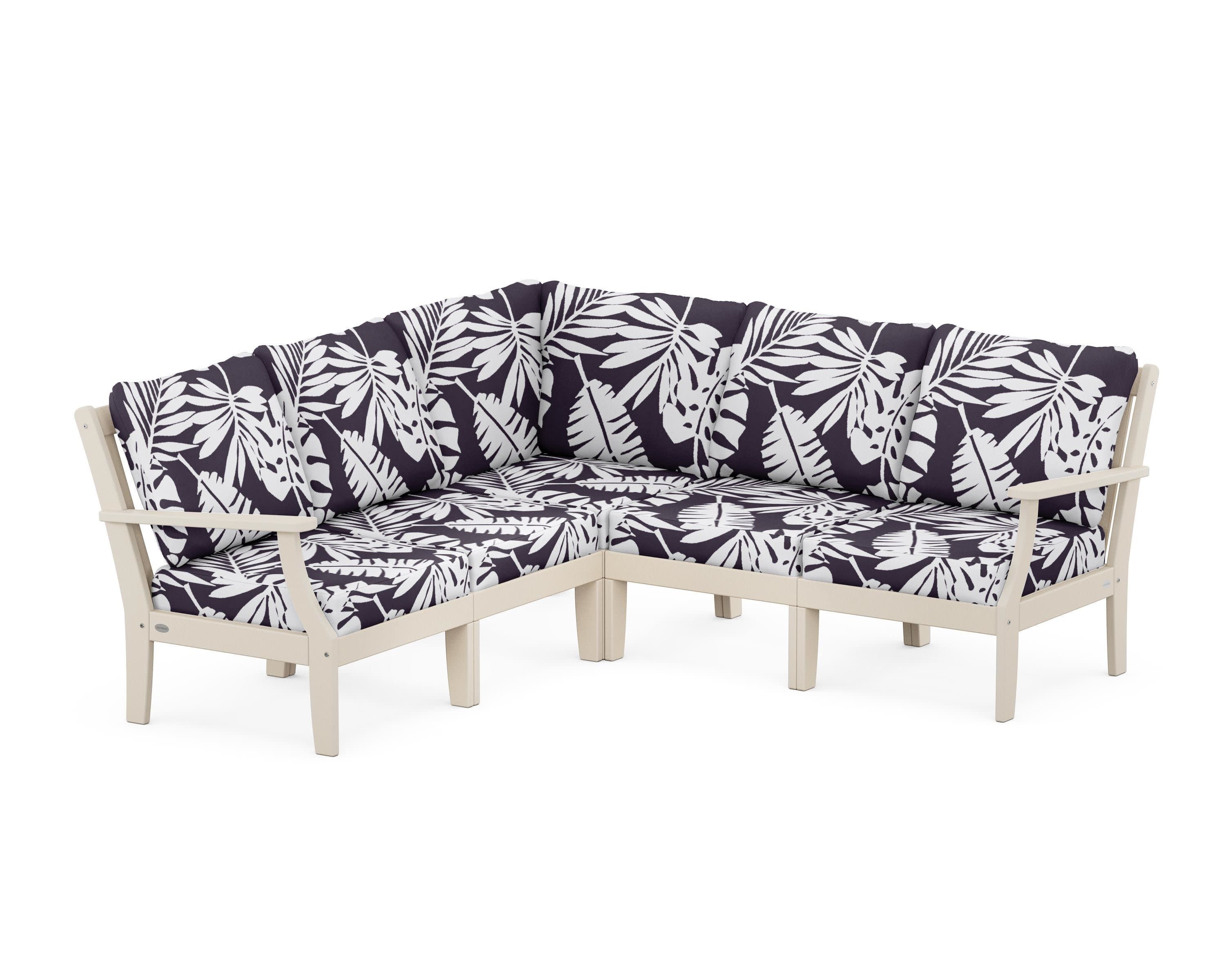 Braxton Modular 5-Piece Deep Seating Set in Sand / Leaf Navy