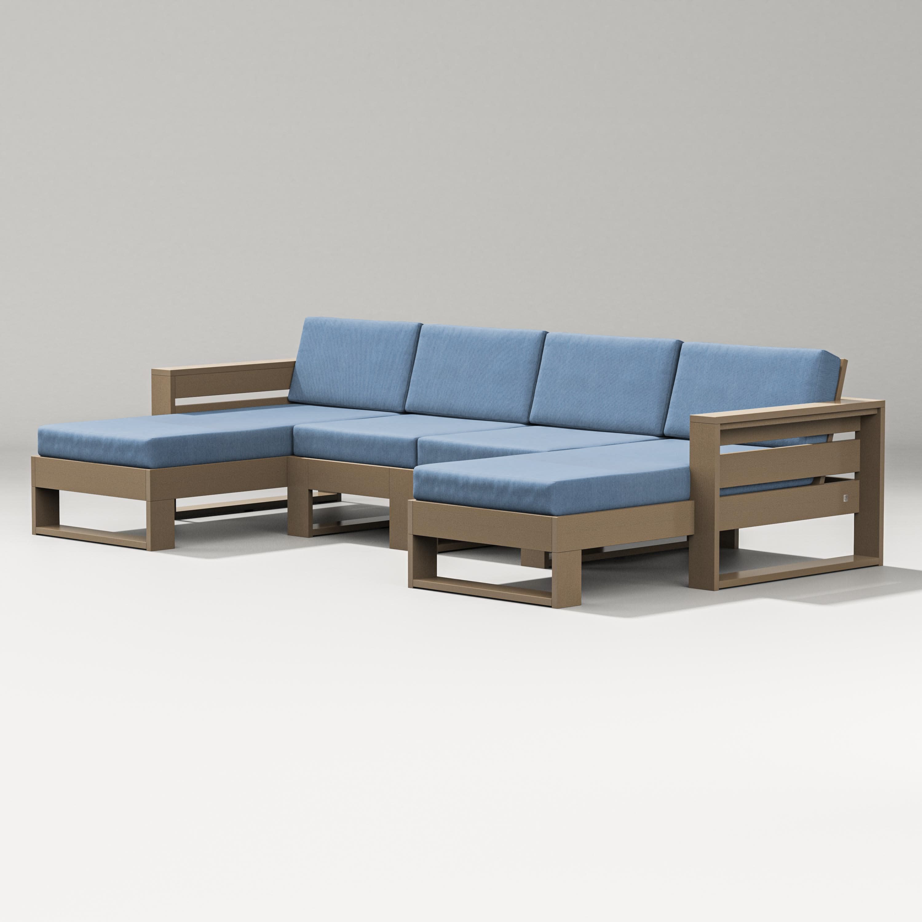 Latitude Double Chaise Sectional in Vintage Sahara / Sky Blue