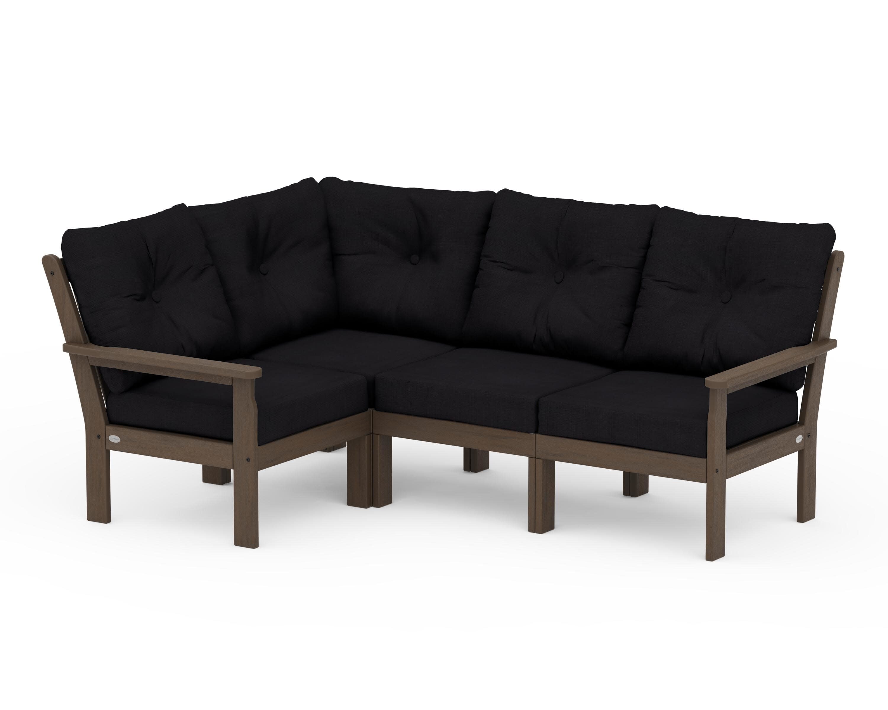 Vineyard 4-Piece Sectional in Kona / Midnight Linen