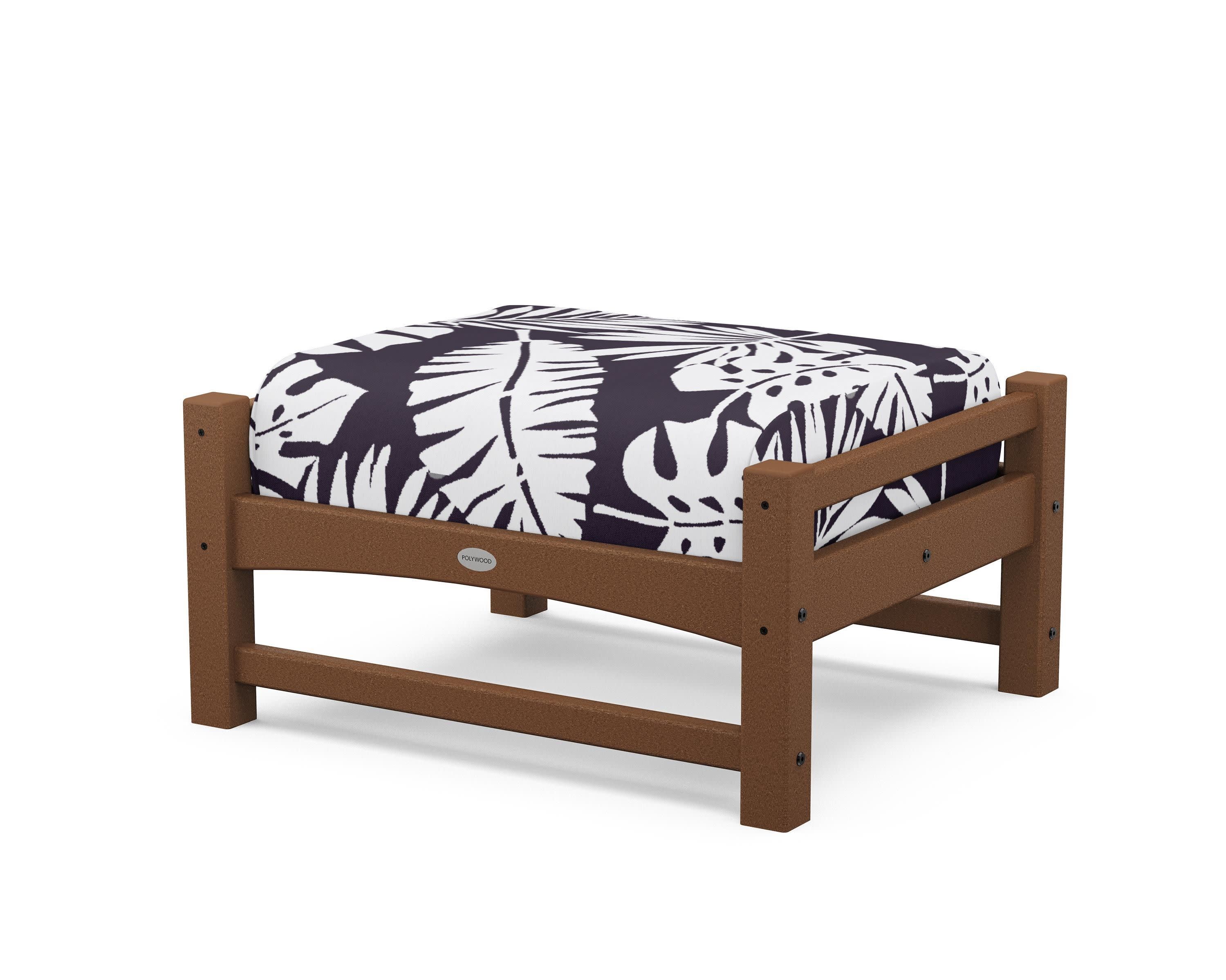 Club Ottoman in Teak / Leaf Navy