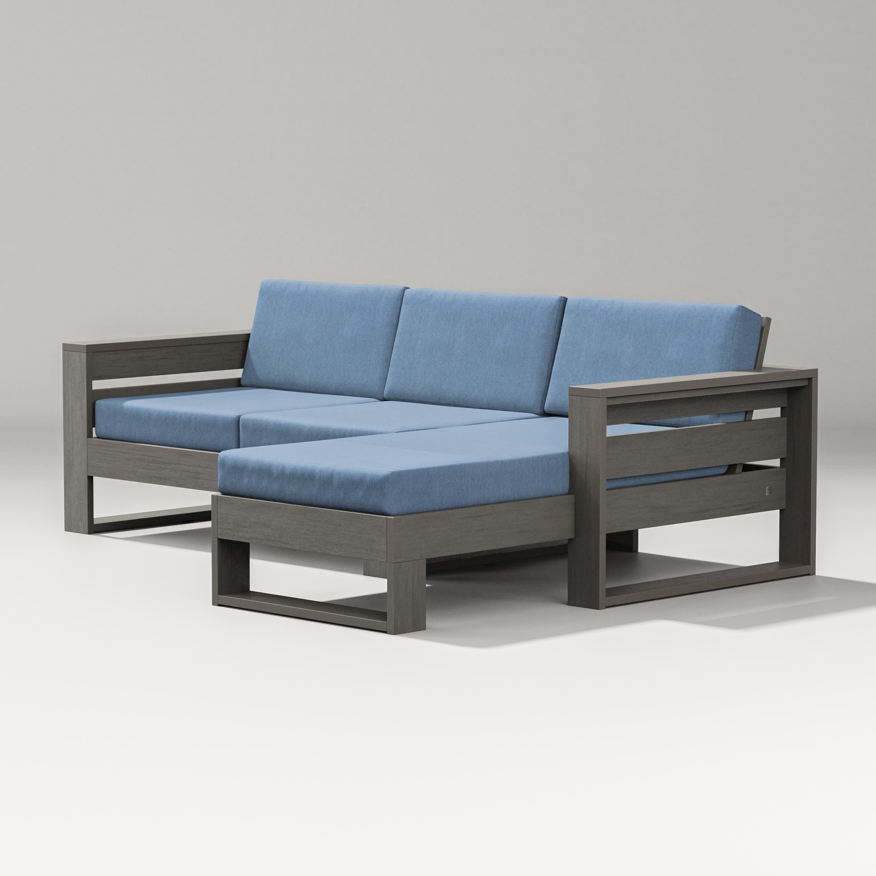 Latitude Right Chaise Sectional in Driftwood / Sky Blue