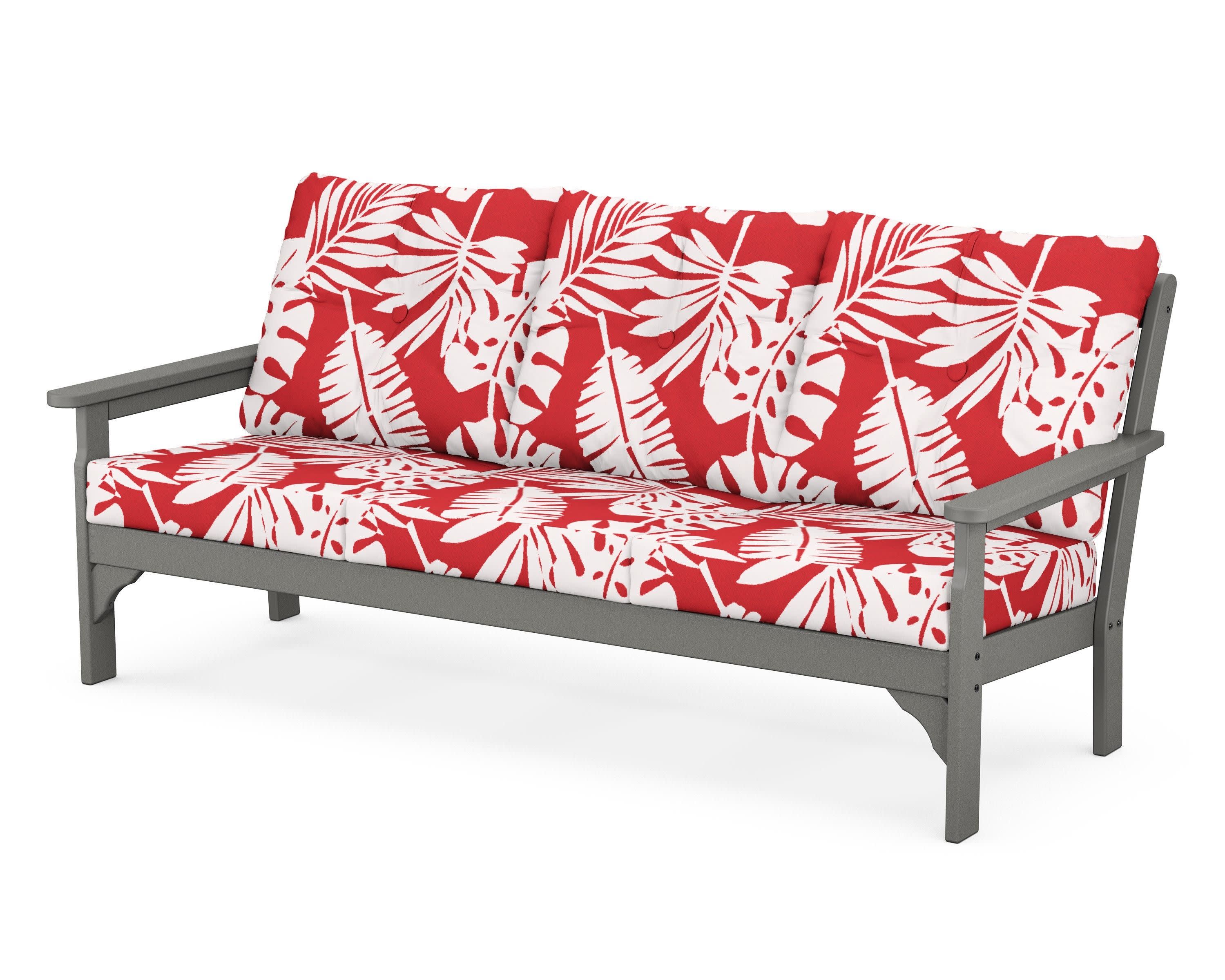 Vineyard Deep Seating Sofa in Slate Grey / Leaf Crimson