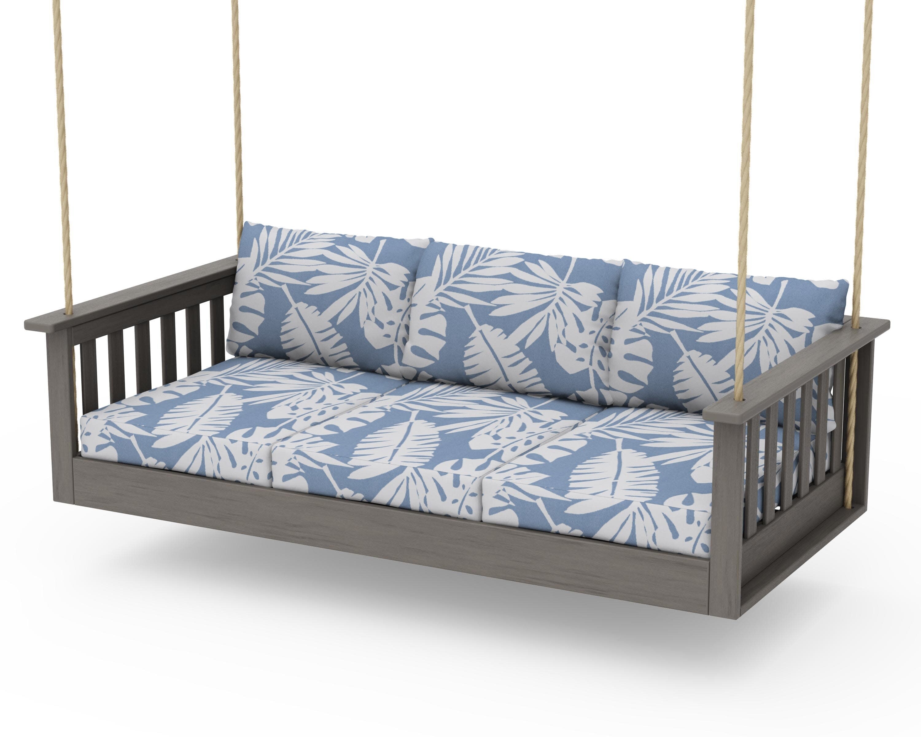 Vineyard Daybed Swing in Driftwood / Leaf Sky Blue