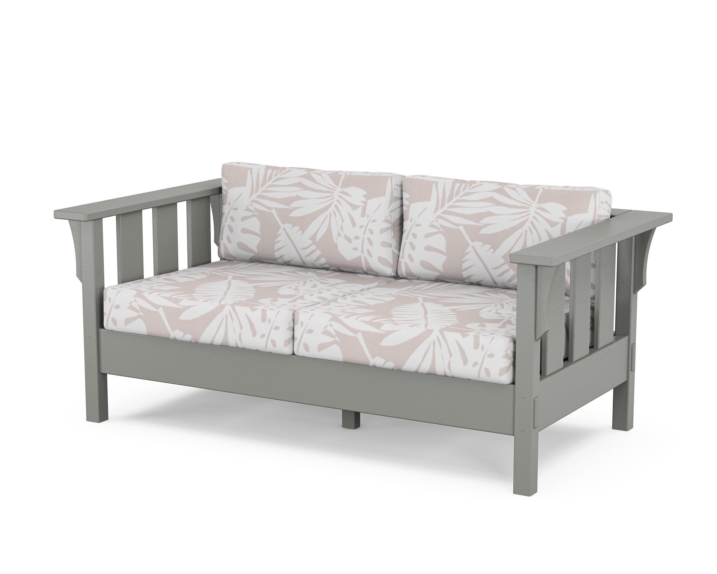 Acadia Deep Seating Loveseat in Slate Grey / Leaf Dune Burlap