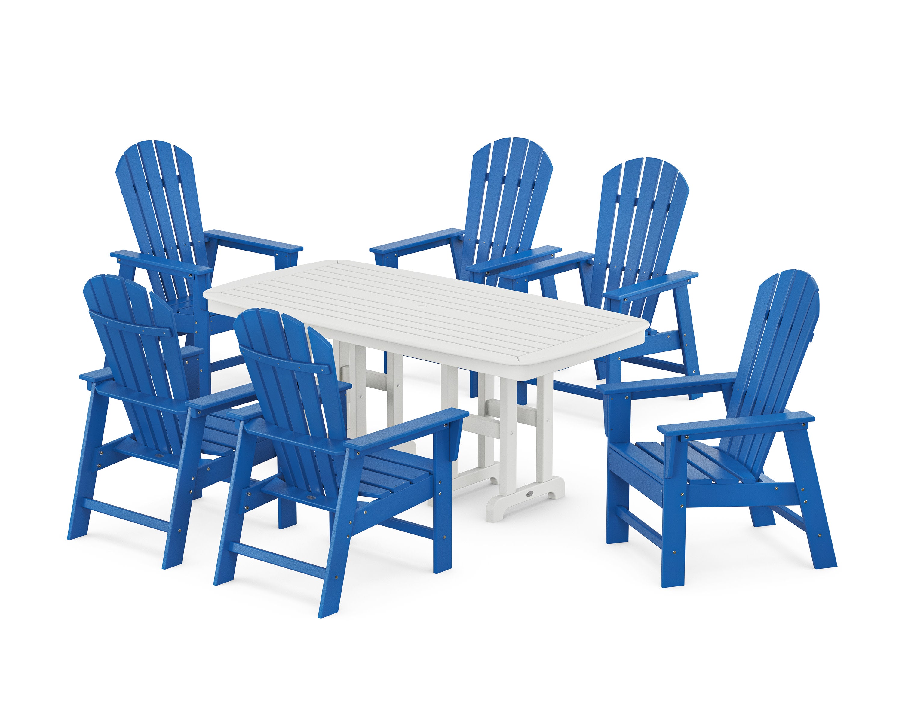 South Beach 7-Piece Dining Set in Pacific Blue / White
