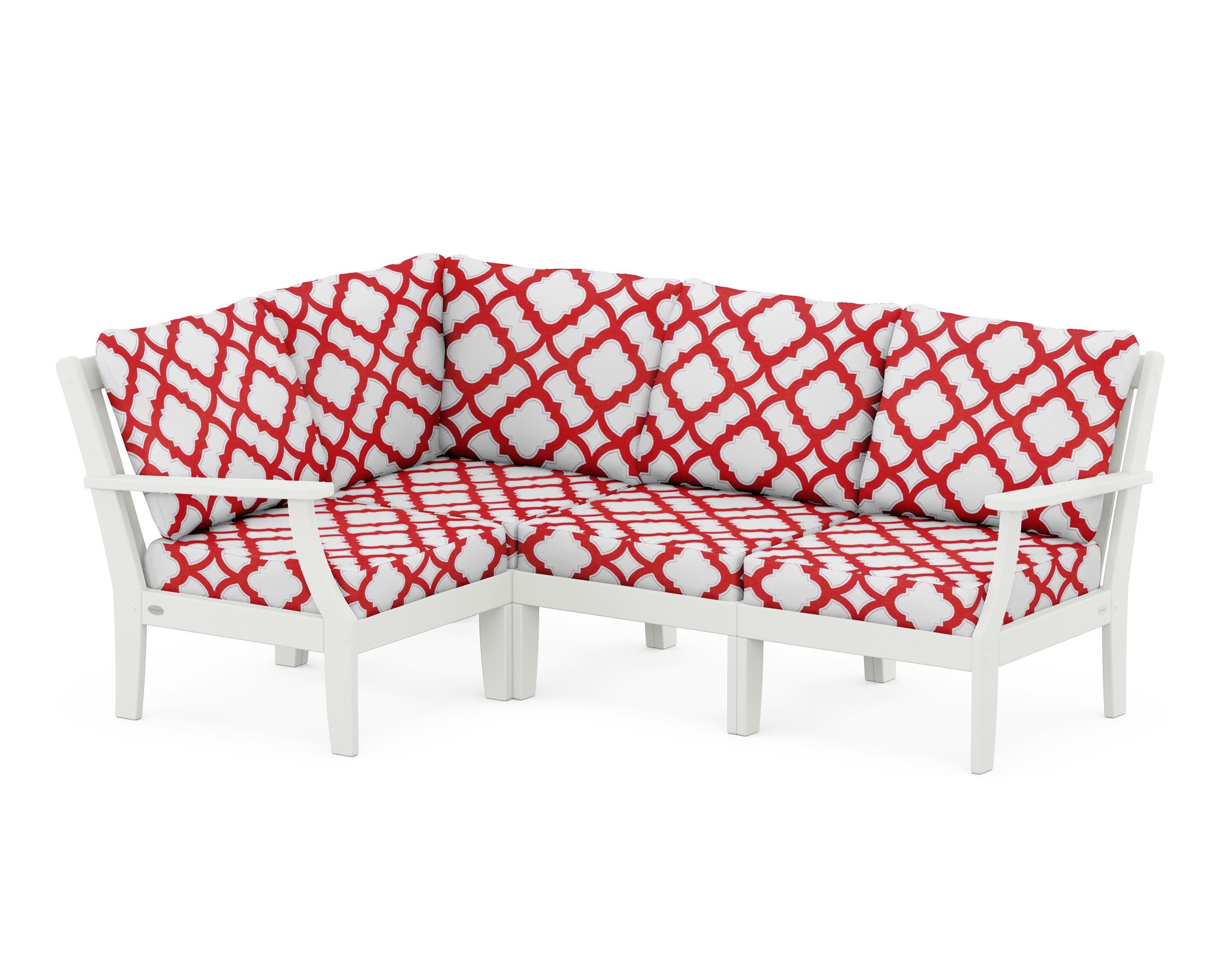 Braxton Modular 4-Piece Deep Seating Set in Vintage White / Trellis Crimson