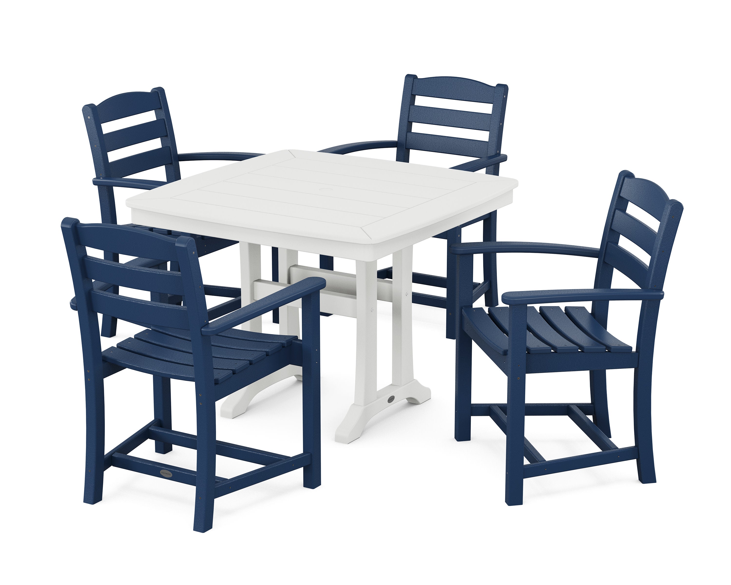 La Casa Caf 5-Piece Dining Set with Trestle Legs in Navy / White