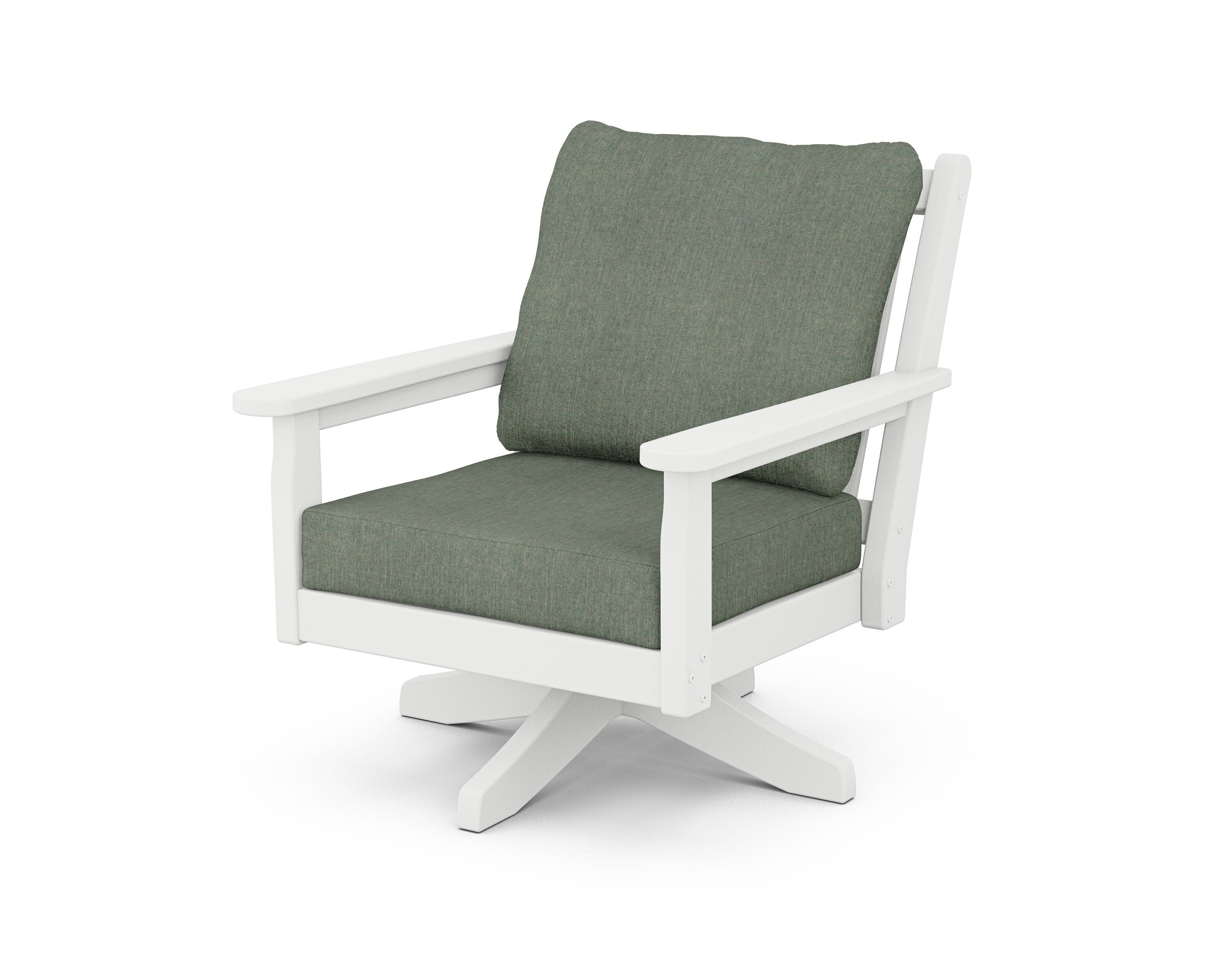 Chippendale Deep Seating Swivel Chair in White / Cast Sage