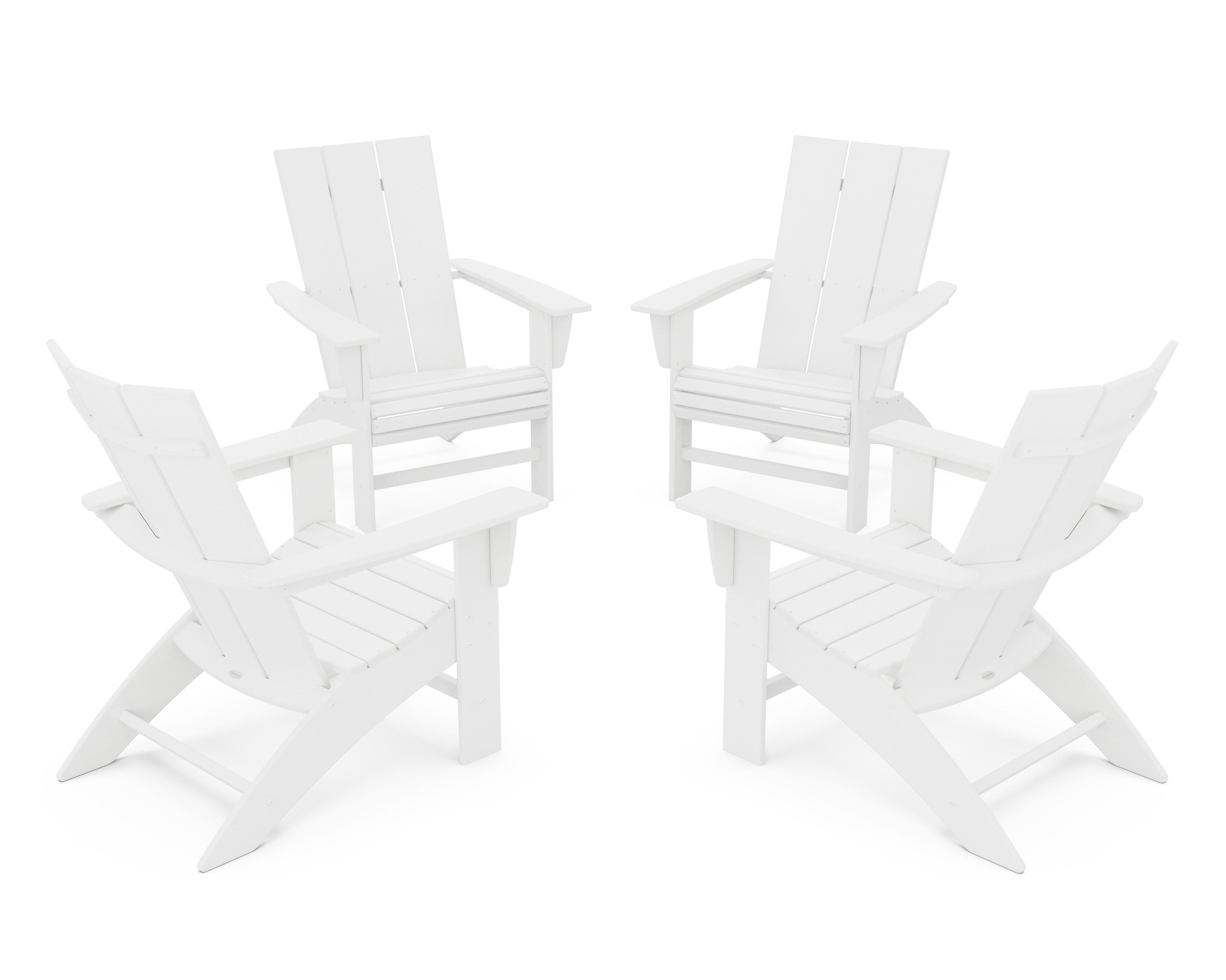 4-Piece Modern Curveback Adirondack Conversation Set in White