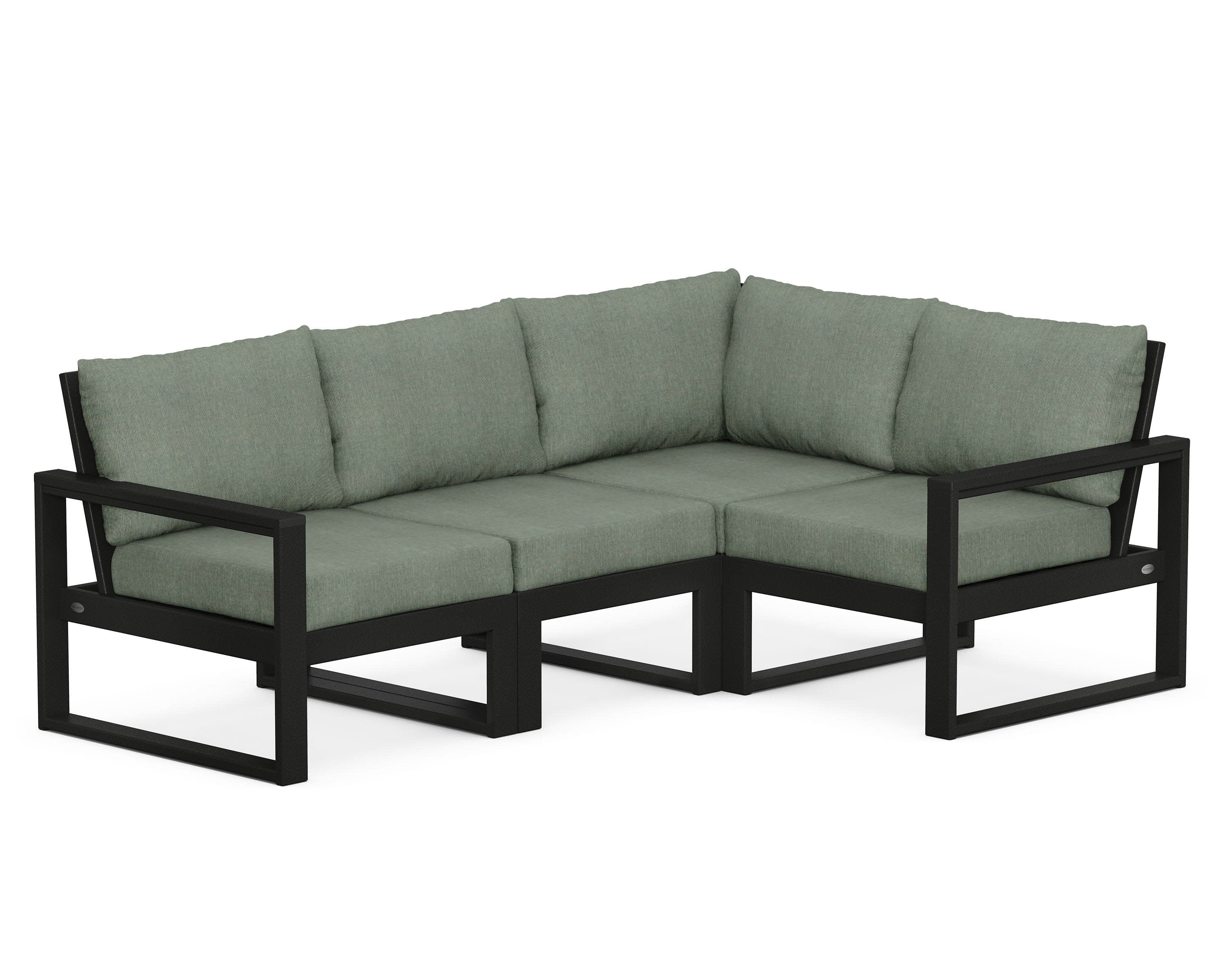 EDGE 4-Piece Modular Deep Seating Set in Black / Cast Sage