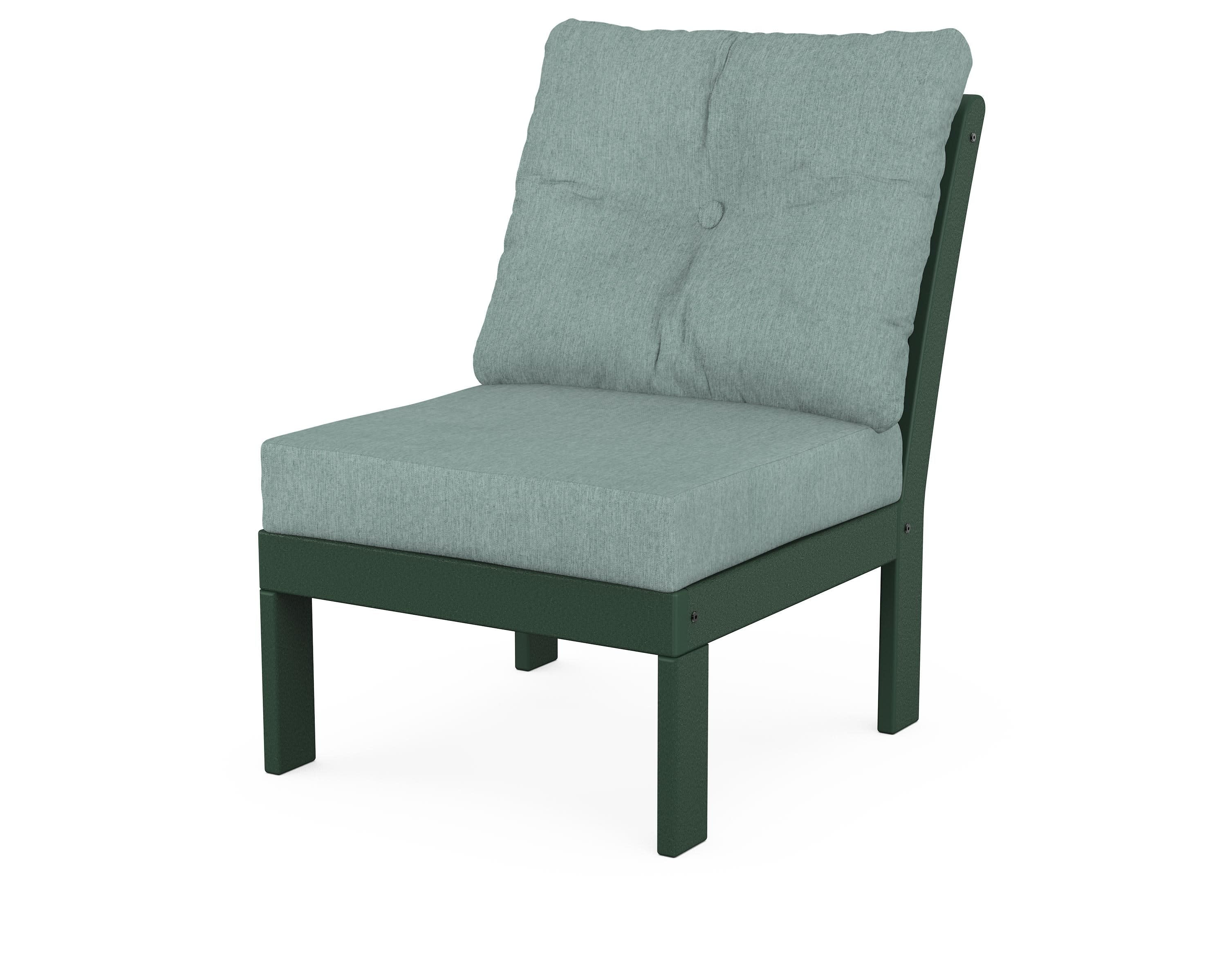 Vineyard Modular Armless Chair in Green / Glacier Spa