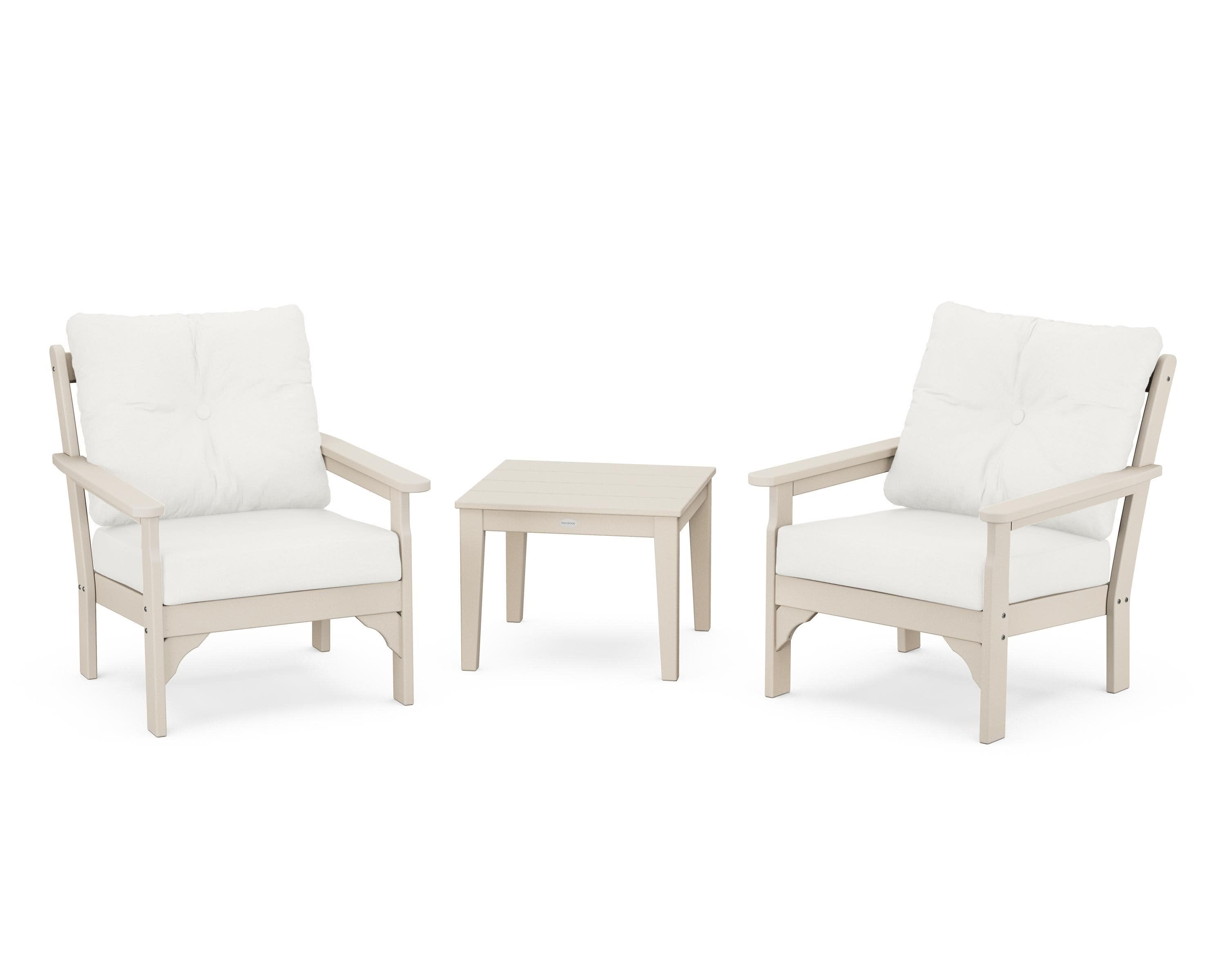 Vineyard 3-Piece Deep Seating Set in Sand / Natural Linen